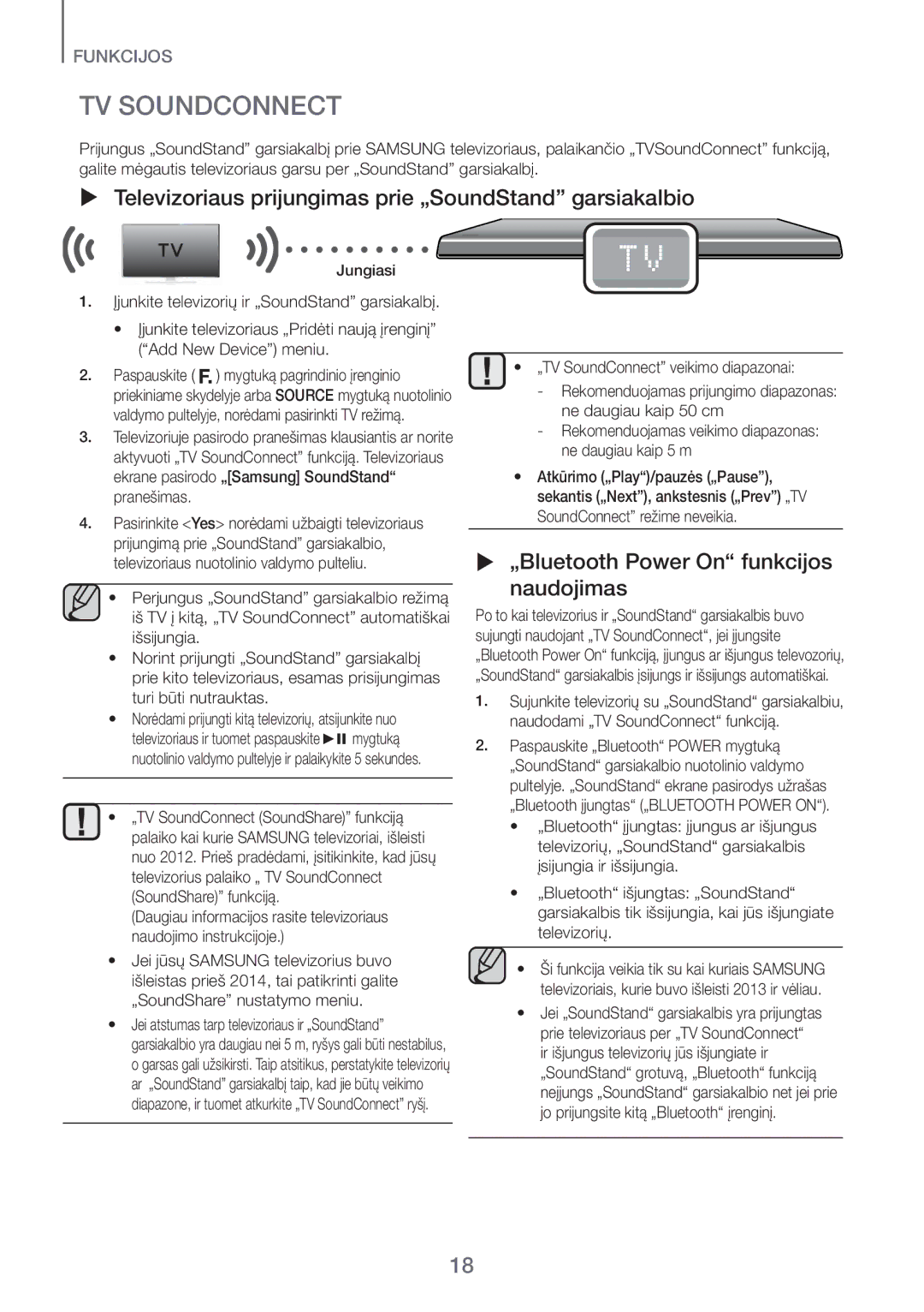 Samsung HW-H600/EN manual TV Soundconnect,  Televizoriaus prijungimas prie „SoundStand garsiakalbio 