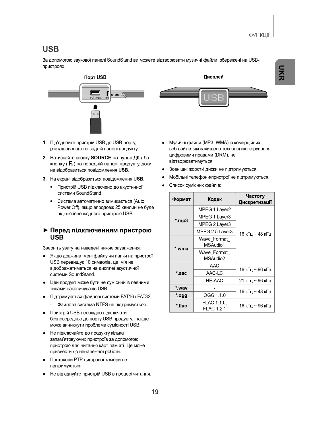 Samsung HW-H600/RU manual + Перед підключенням пристрою, Протоколи PTP цифрової камери не підтримуються 