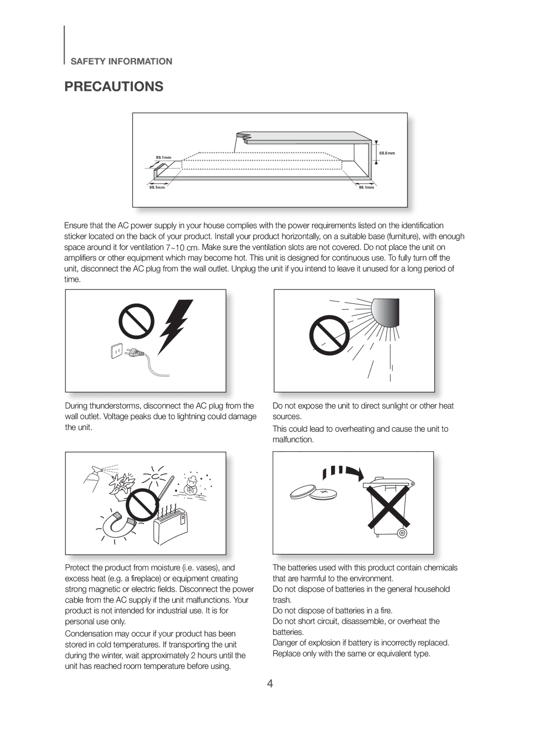 Samsung HW-H600/SQ manual Precautions 