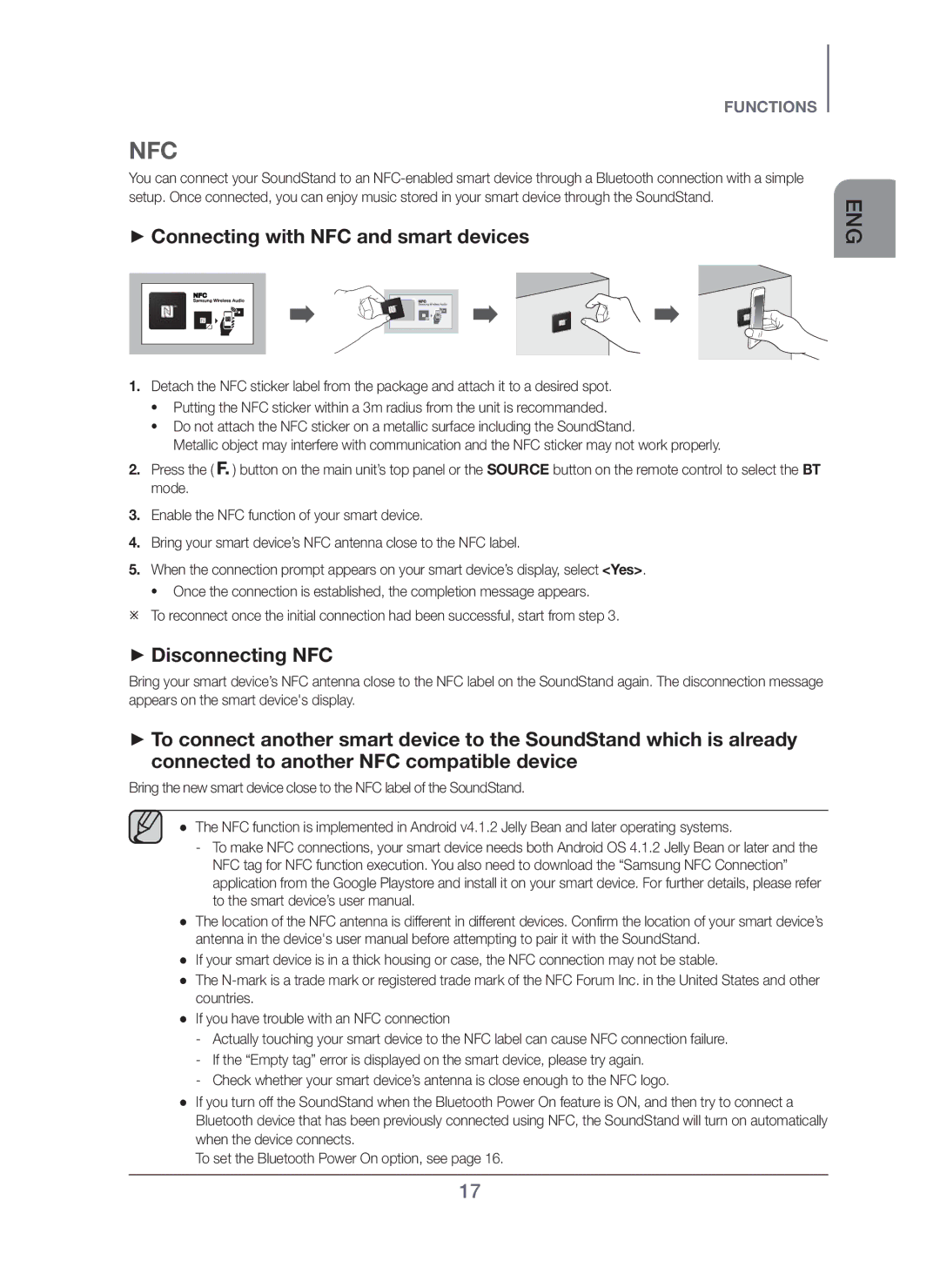 Samsung HW-H600/XV manual Nfc, + Connecting with NFC and smart devices, + Disconnecting NFC 