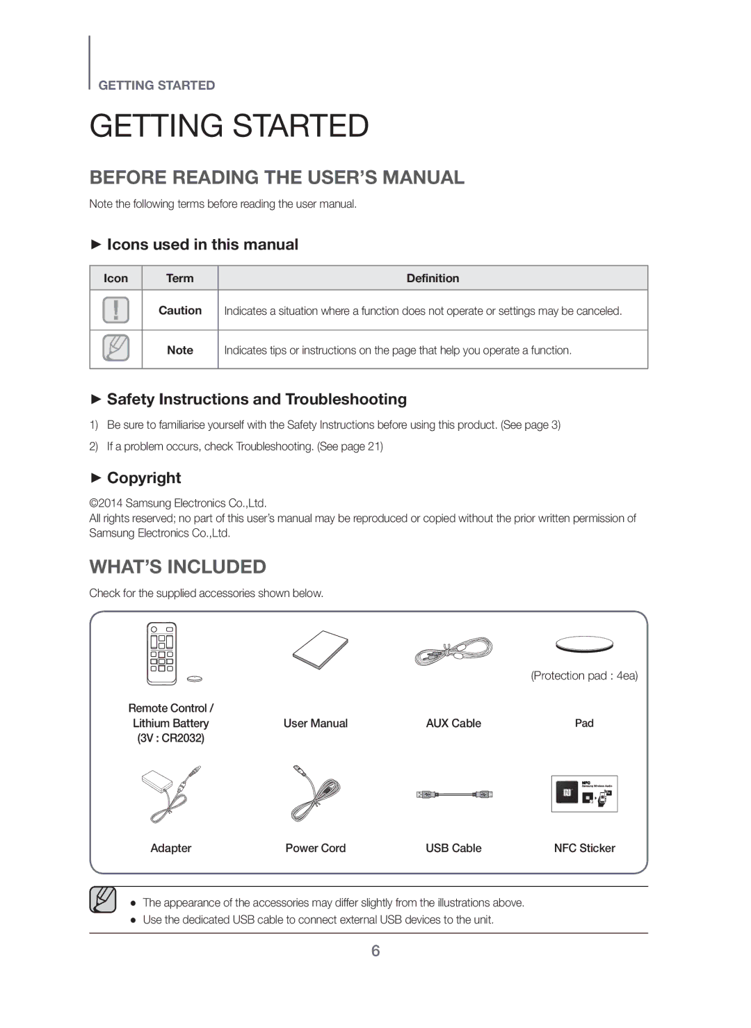 Samsung HW-H600/XV manual Getting Started, Before Reading the USER’S Manual, WHAT’S Included 