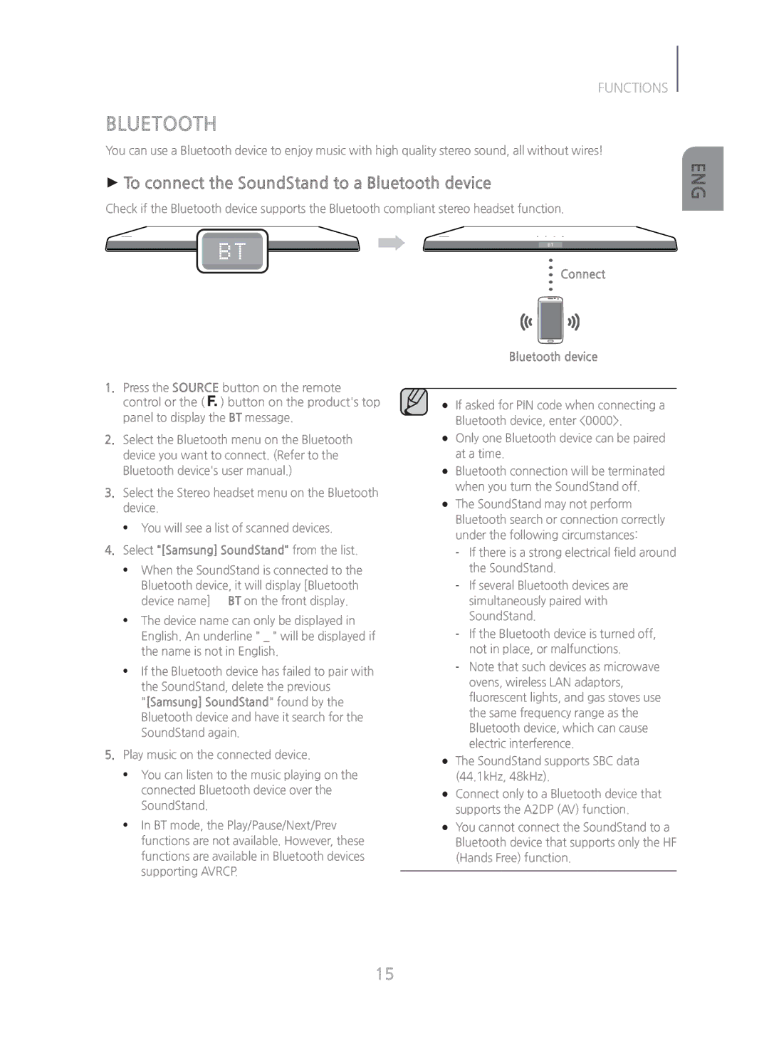 Samsung HW-H600/ZA manual + To connect the SoundStand to a Bluetooth device, Connect Bluetooth device 