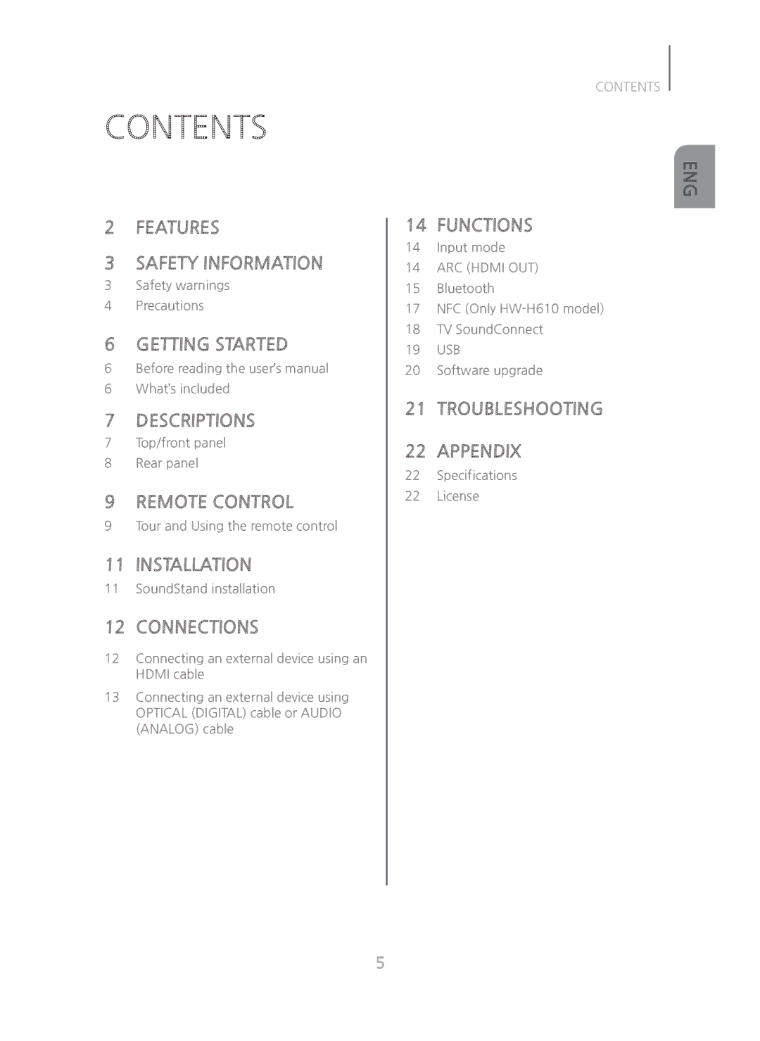 Samsung HW-H600/ZA manual Contents 