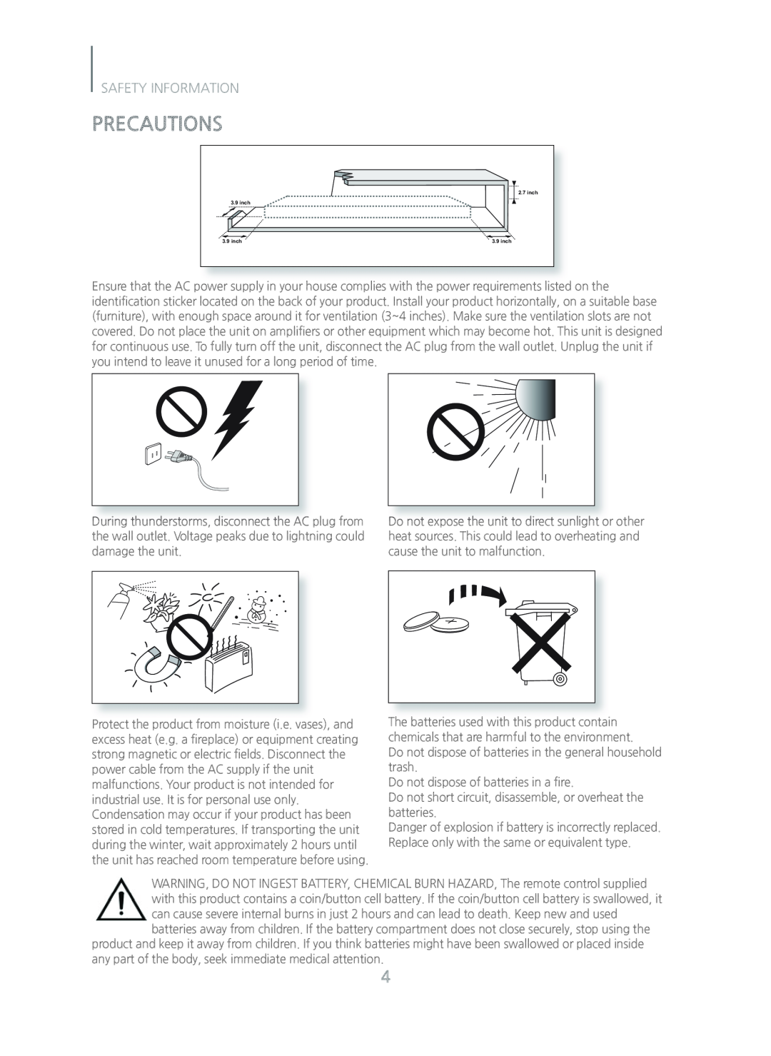 Samsung HW-H600/ZA manual Precautions, Safety Information 