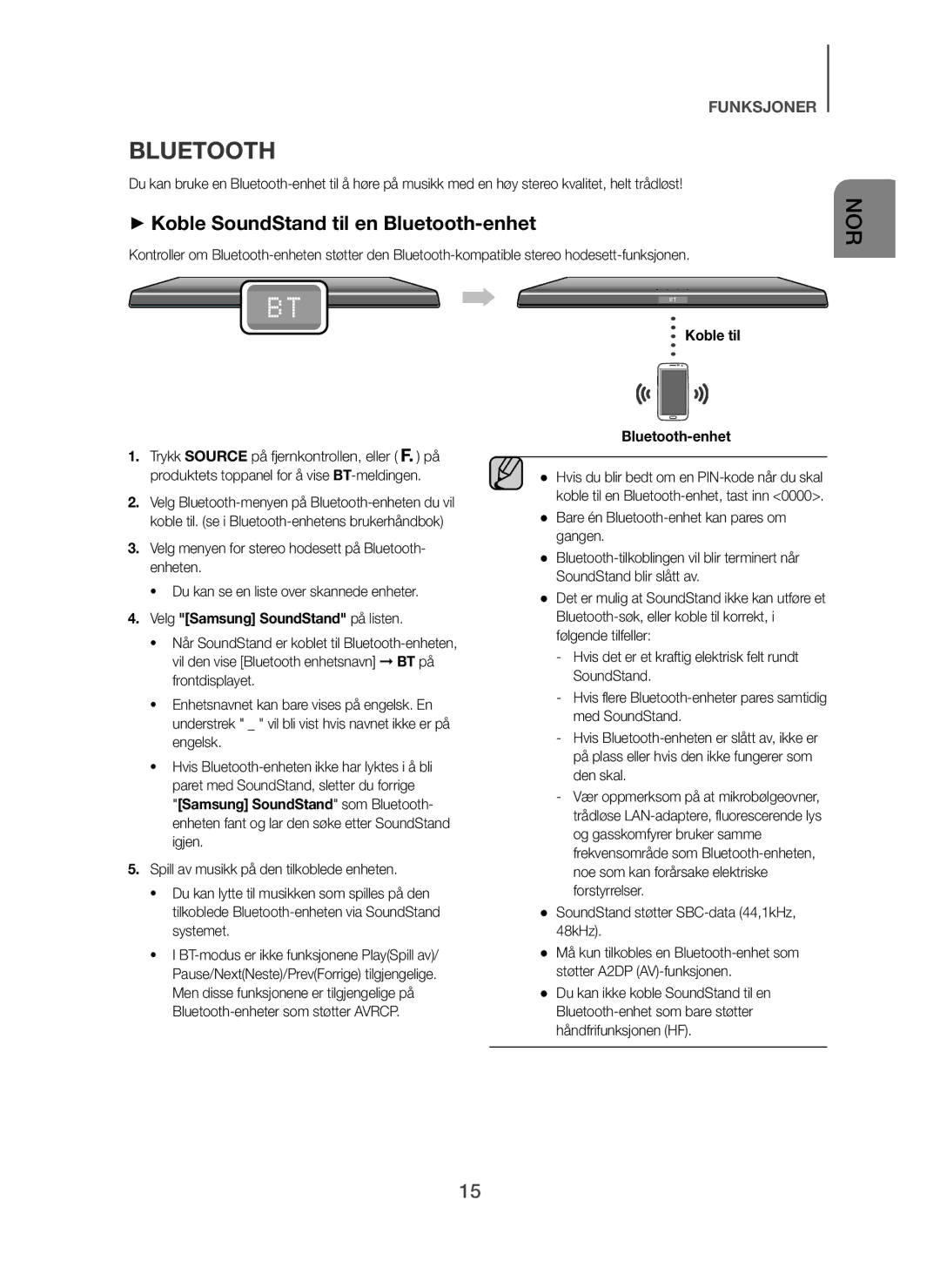 Samsung HW-H600/XE + Koble SoundStand til en Bluetooth-enhet, Koble til Bluetooth-enhet, Velg Samsung SoundStand på listen 