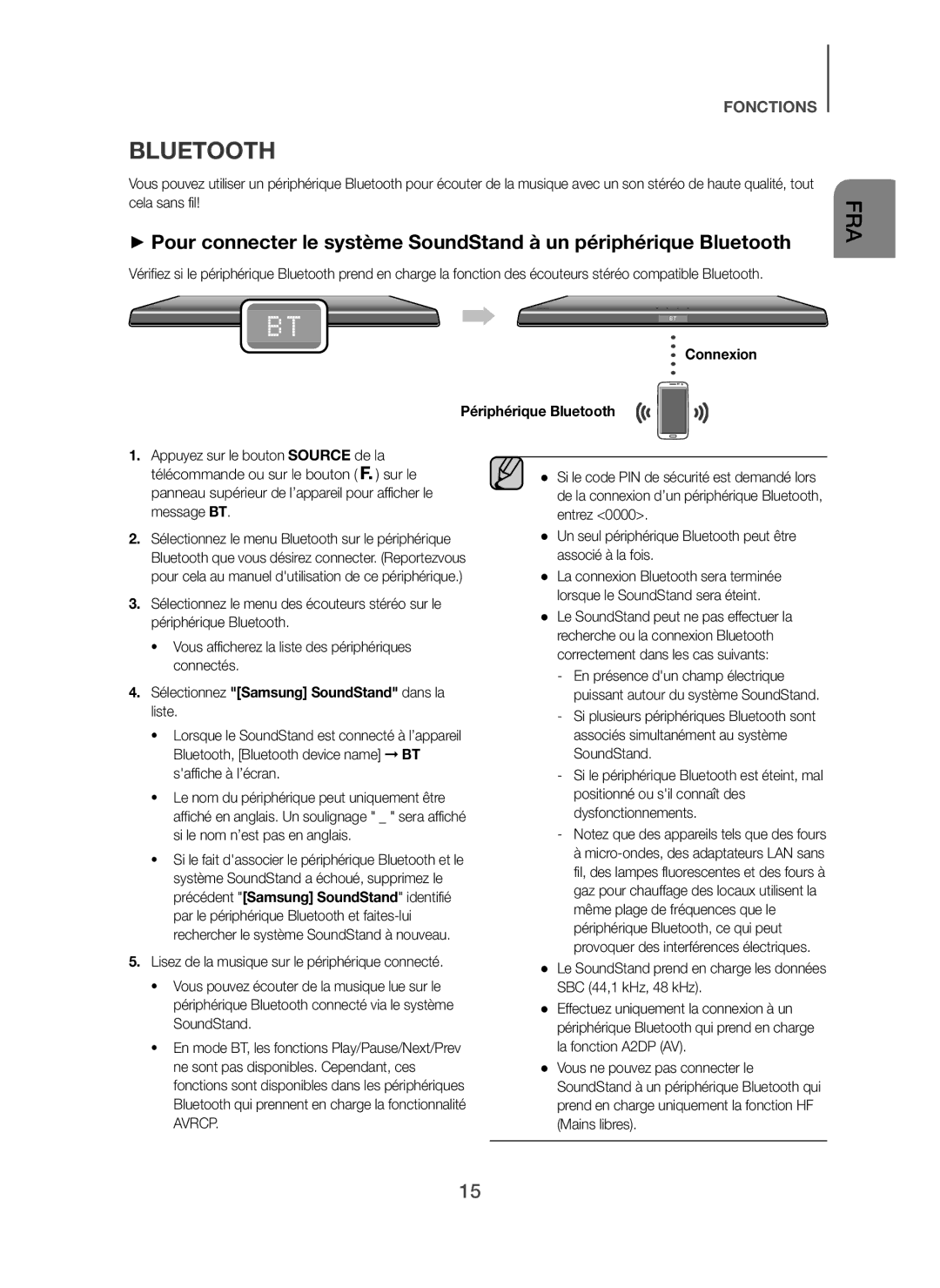 Samsung HW-H600/ZF, HW-H610/ZF manual Connexion Périphérique Bluetooth, Sélectionnez Samsung SoundStand dans la liste 