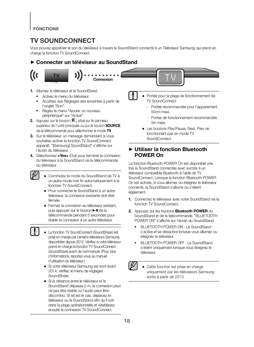 Samsung HW-H610/ZF TV Soundconnect, + Connecter un téléviseur au SoundStand, + Utiliser la fonction Bluetooth Power On 