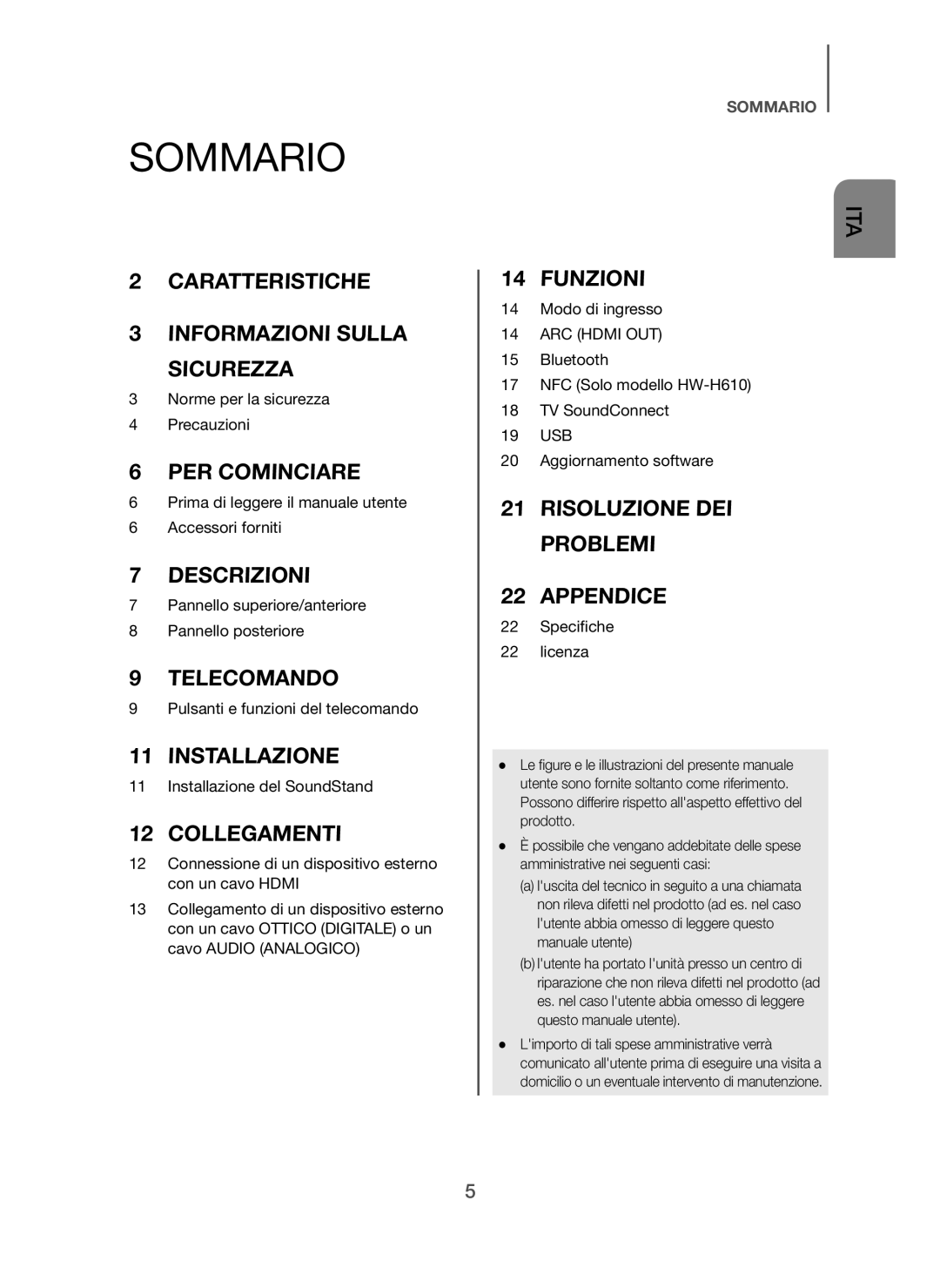 Samsung HW-H610/ZF, HW-H600/ZF manual Sommario, Collegamenti 