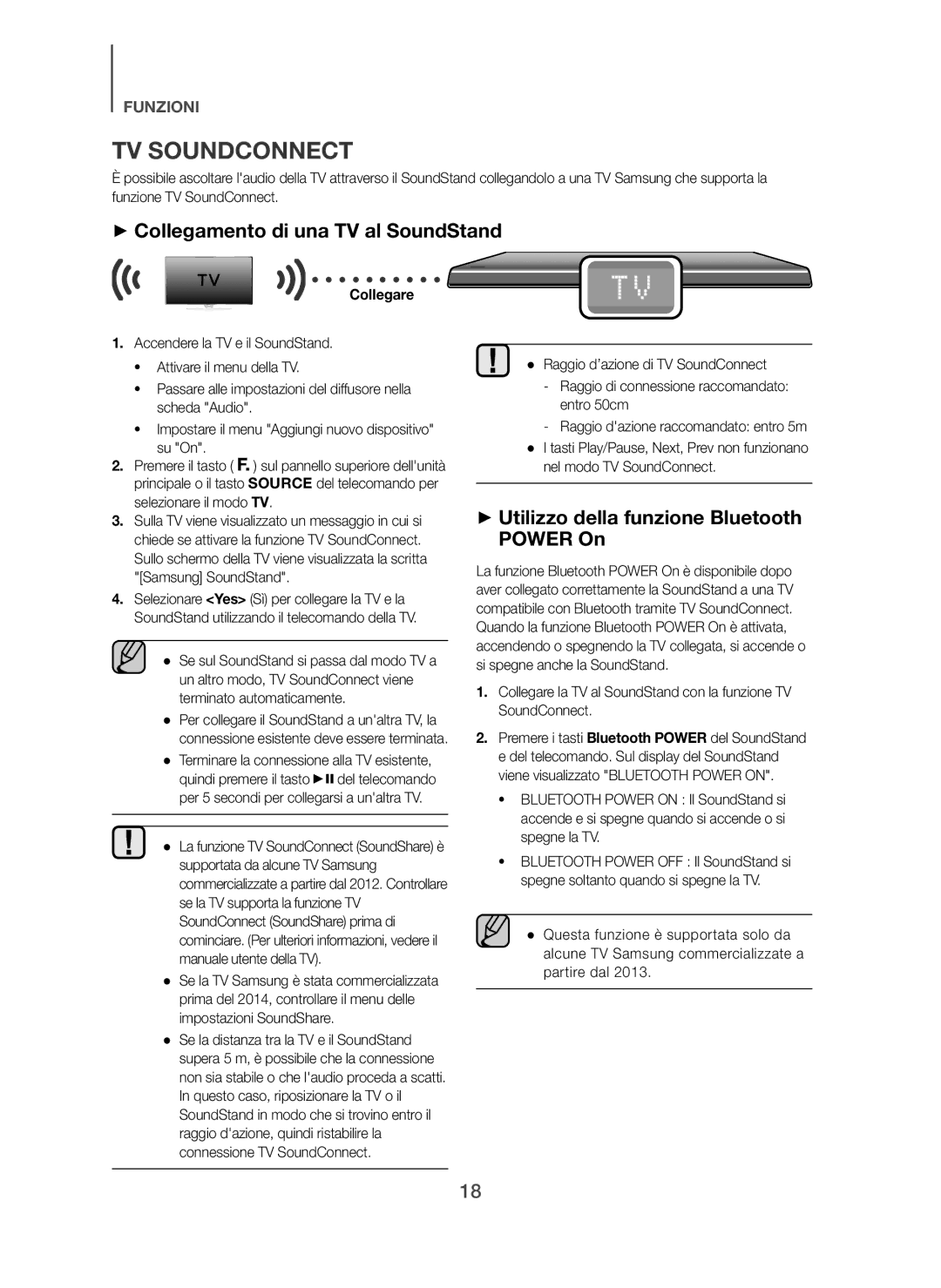 Samsung HW-H600/ZF manual + Collegamento di una TV al SoundStand, + Utilizzo della funzione Bluetooth Power On, Collegare 