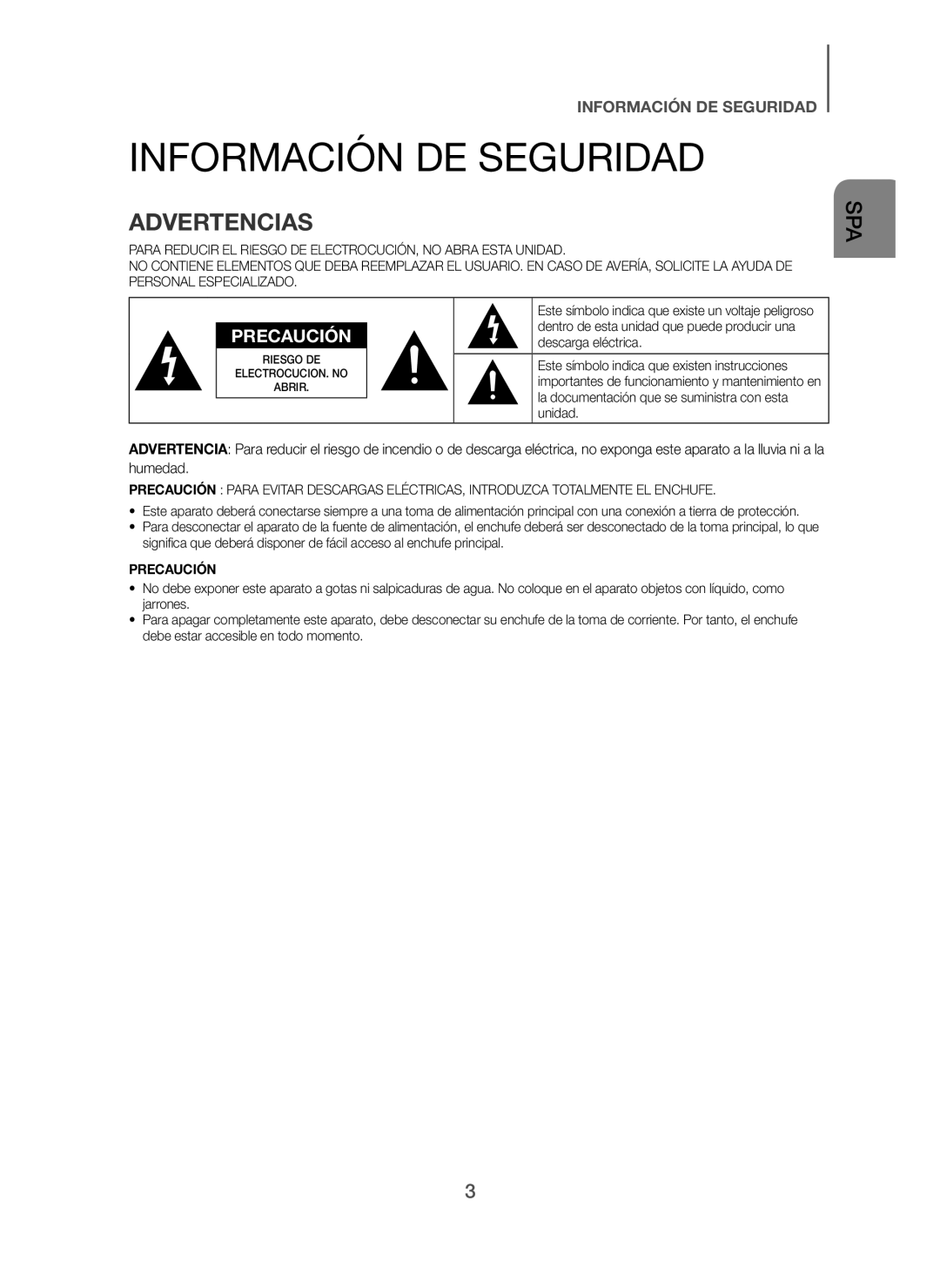 Samsung HW-H600/ZF, HW-H610/ZF manual Información DE Seguridad, Advertencias 