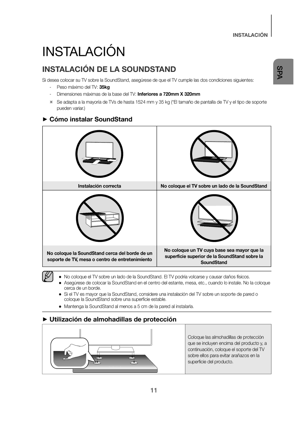 Samsung HW-H600/ZF, HW-H610/ZF manual Instalación DE LA Soundstand, + Cómo instalar SoundStand 