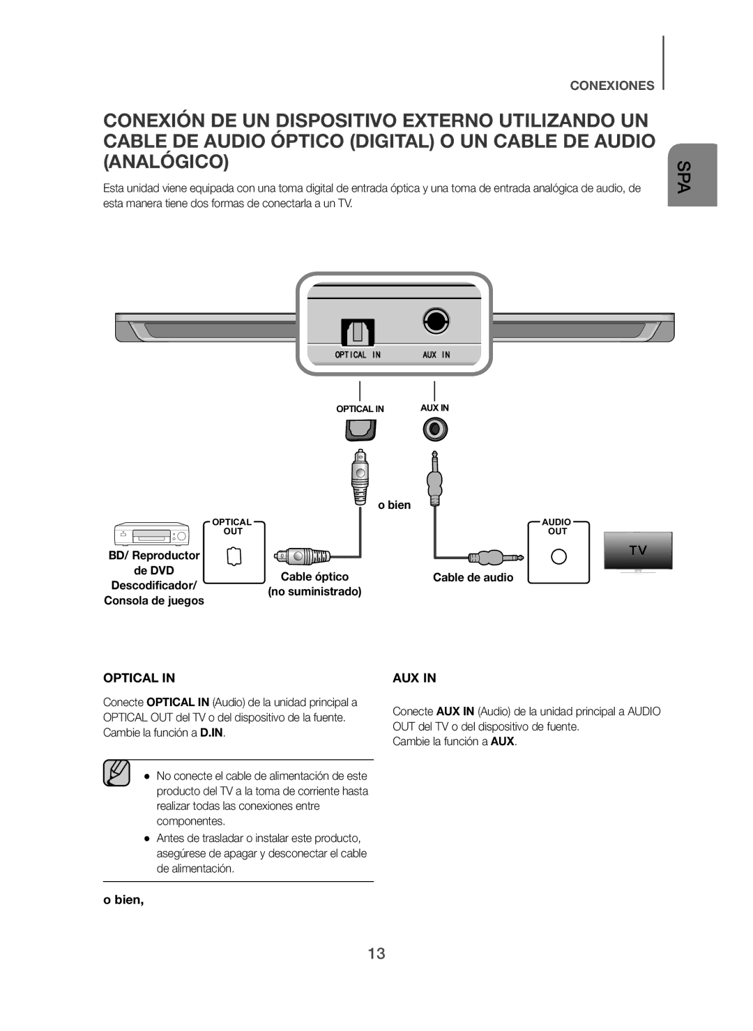 Samsung HW-H600/ZF, HW-H610/ZF manual Bien, Cable de audio 