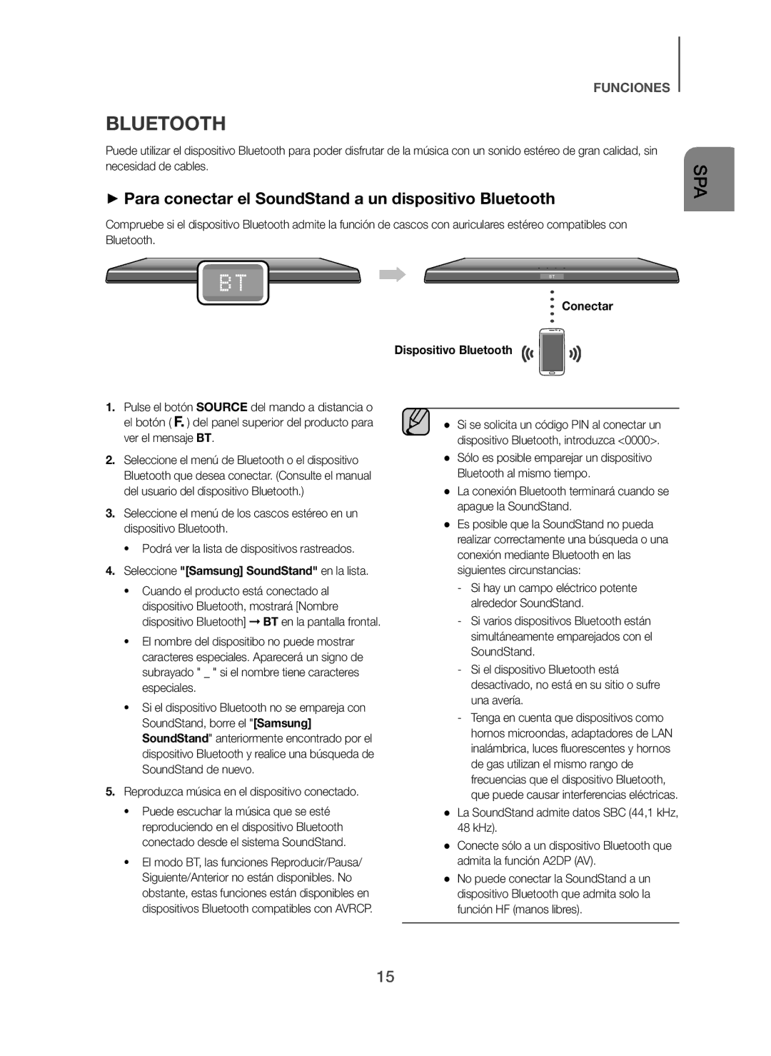 Samsung HW-H600/ZF, HW-H610/ZF + Para conectar el SoundStand a un dispositivo Bluetooth, Conectar Dispositivo Bluetooth 