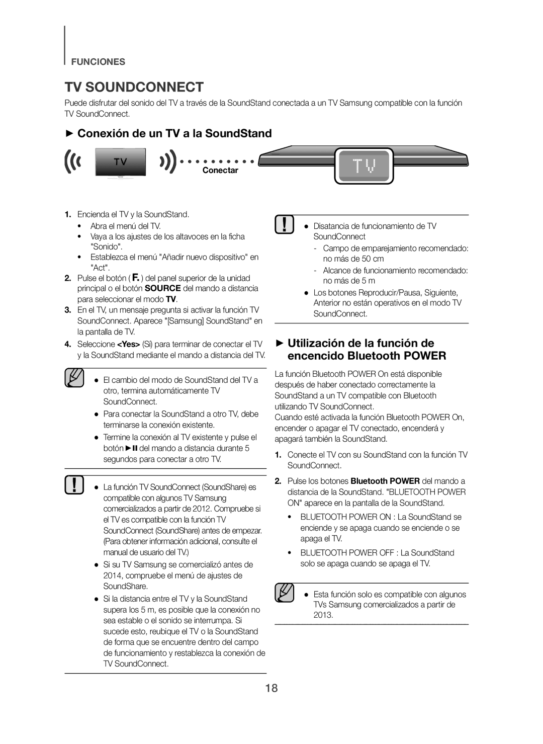 Samsung HW-H610/ZF + Conexión de un TV a la SoundStand, + Utilización de la función de encencido Bluetooth Power, Conectar 