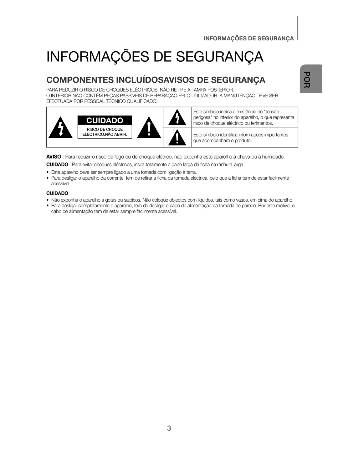 Samsung HW-H610/ZF, HW-H600/ZF manual Informações DE Segurança, Componentes Incluídosavisos DE Segurança 