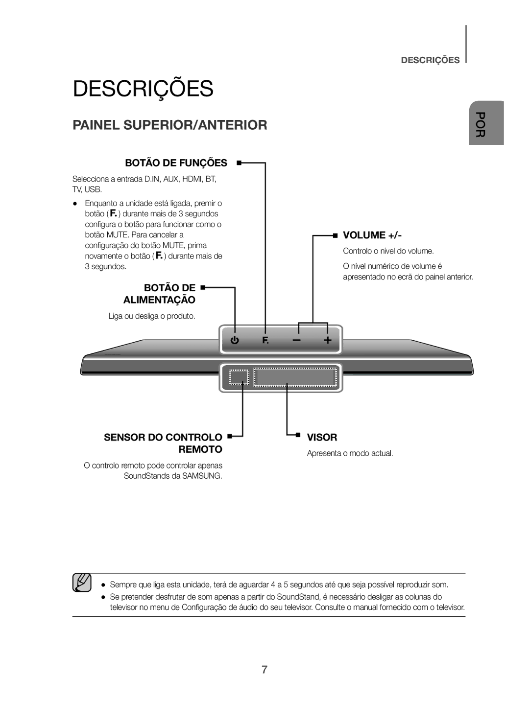 Samsung HW-H610/ZF, HW-H600/ZF manual Descrições, Painel SUPERIOR/ANTERIOR 