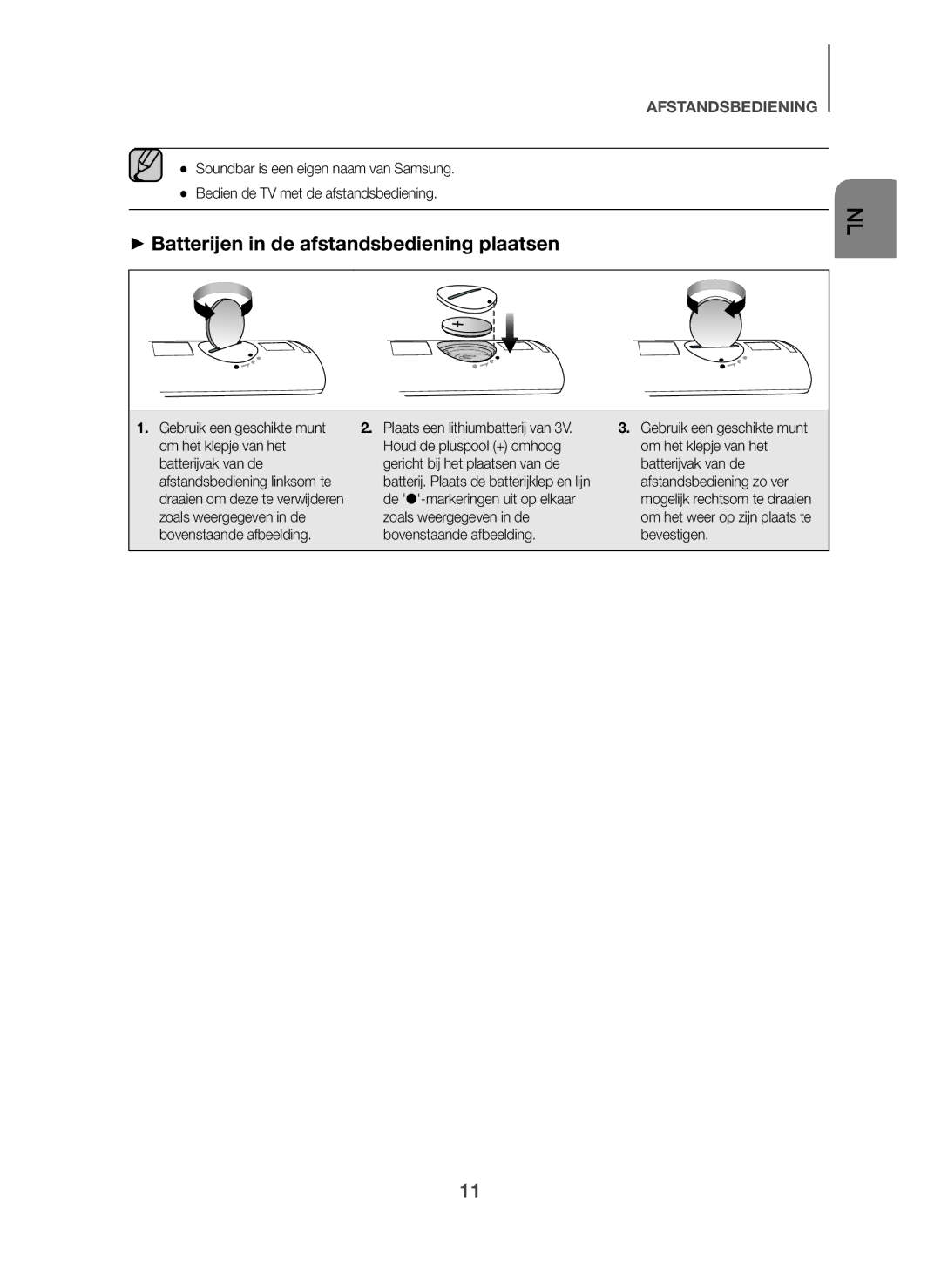 Samsung HW-H7500/TK, HW-H7500/EN, HW-H7501/EN, HW-H7501/ZF, HW-H7500/ZF manual + Batterijen in de afstandsbediening plaatsen 