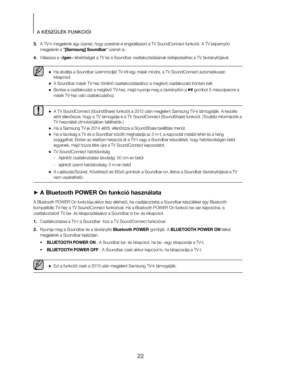 Samsung HW-H7500/ZF, HW-H7500/EN, HW-H7501/EN, HW-H7500/TK, HW-H7501/ZF, HW-H7500/XN + a Bluetooth Power On funkció használata 