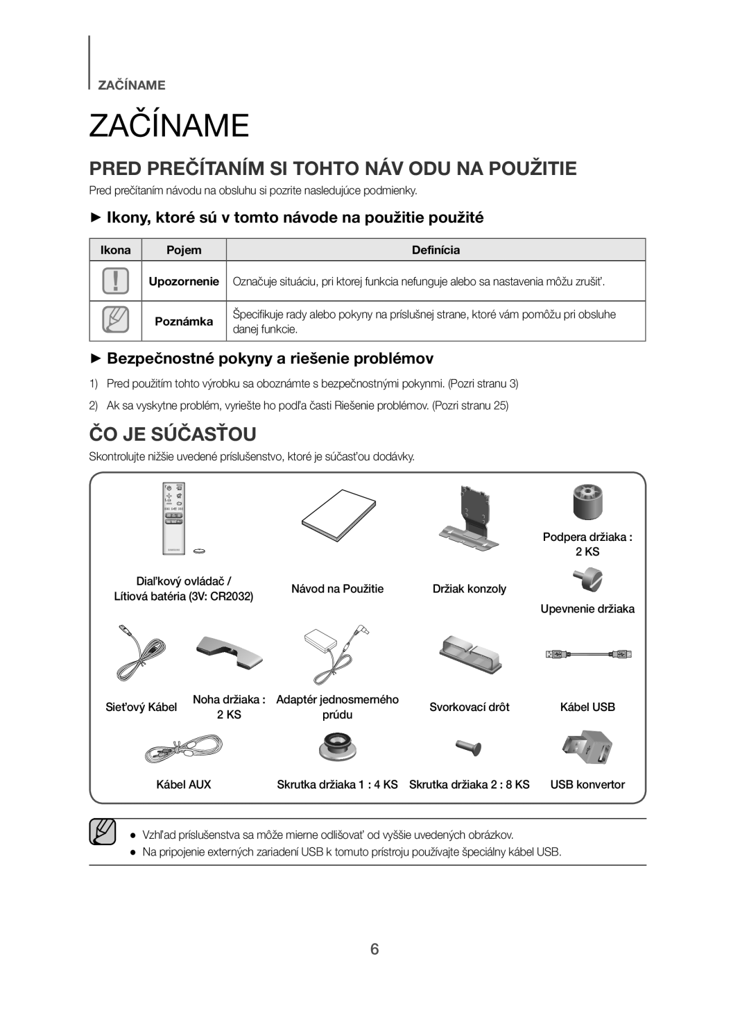 Samsung HW-H7501/XN, HW-H7500/EN, HW-H7501/EN manual Začíname, Pred Prečítaním SI Tohto NÁV ODU NA Použitie, ČO JE Súčasťou 