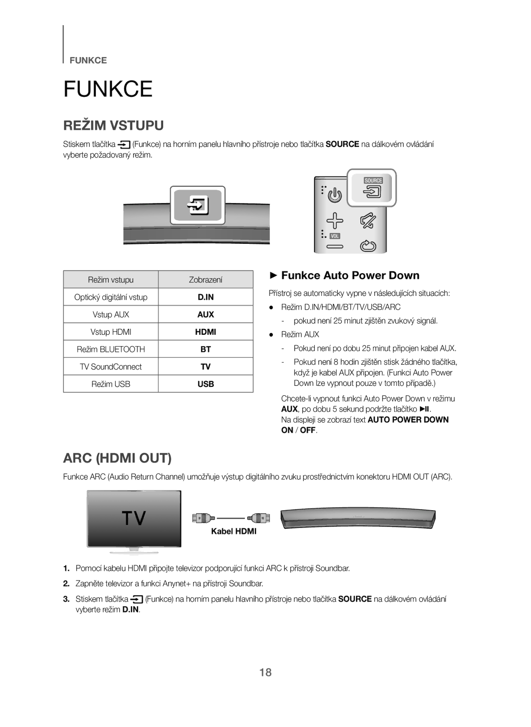 Samsung HW-H7500/EN, HW-H7501/EN manual + Funkce Auto Power Down, Na displeji se zobrazí text Auto Power Down on / OFF 