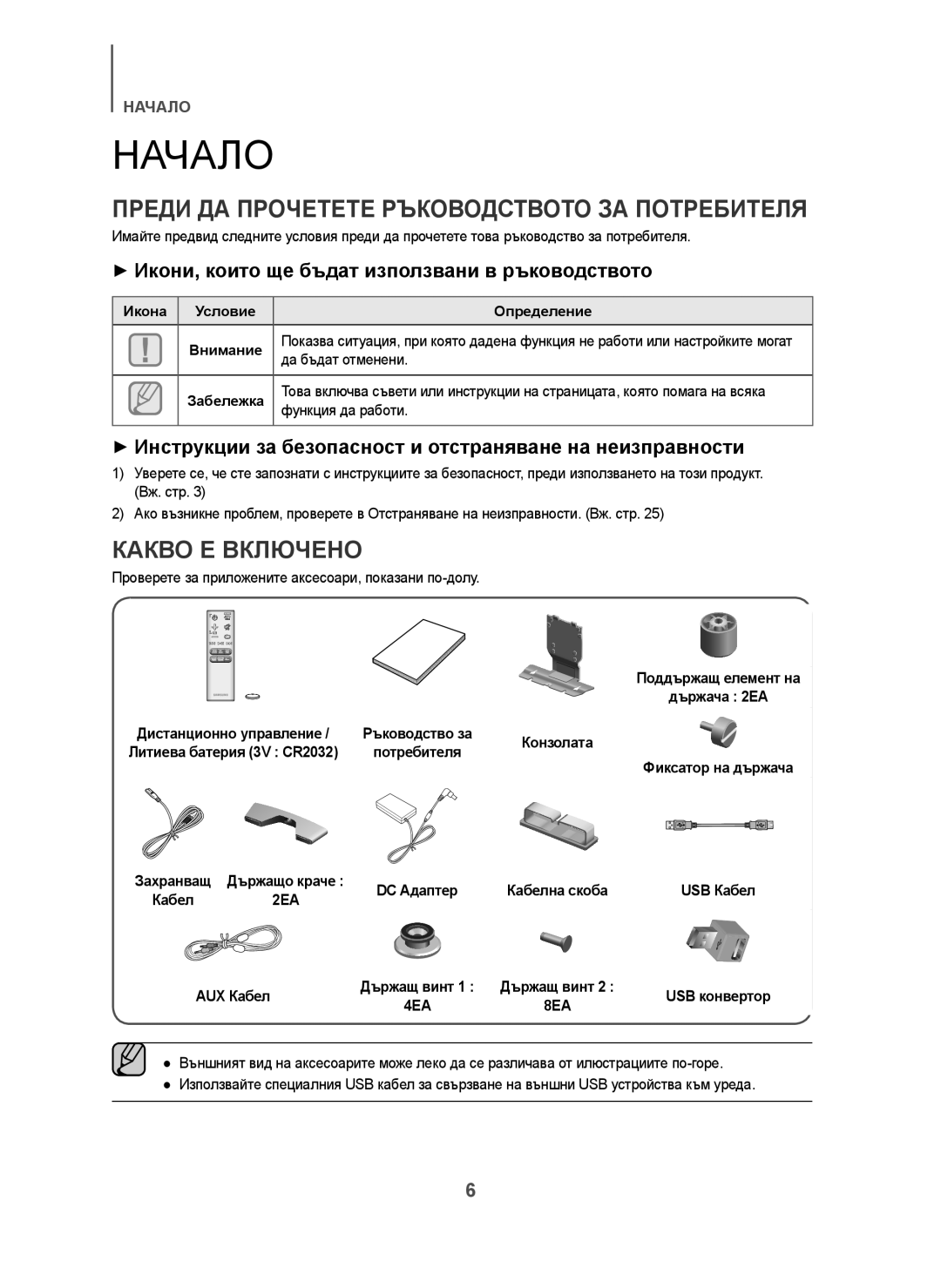 Samsung HW-H7501/XN, HW-H7500/EN manual Какво Е Включено, + Икони, които ще бъдат използвани в ръководството, 4EA, 8EA 