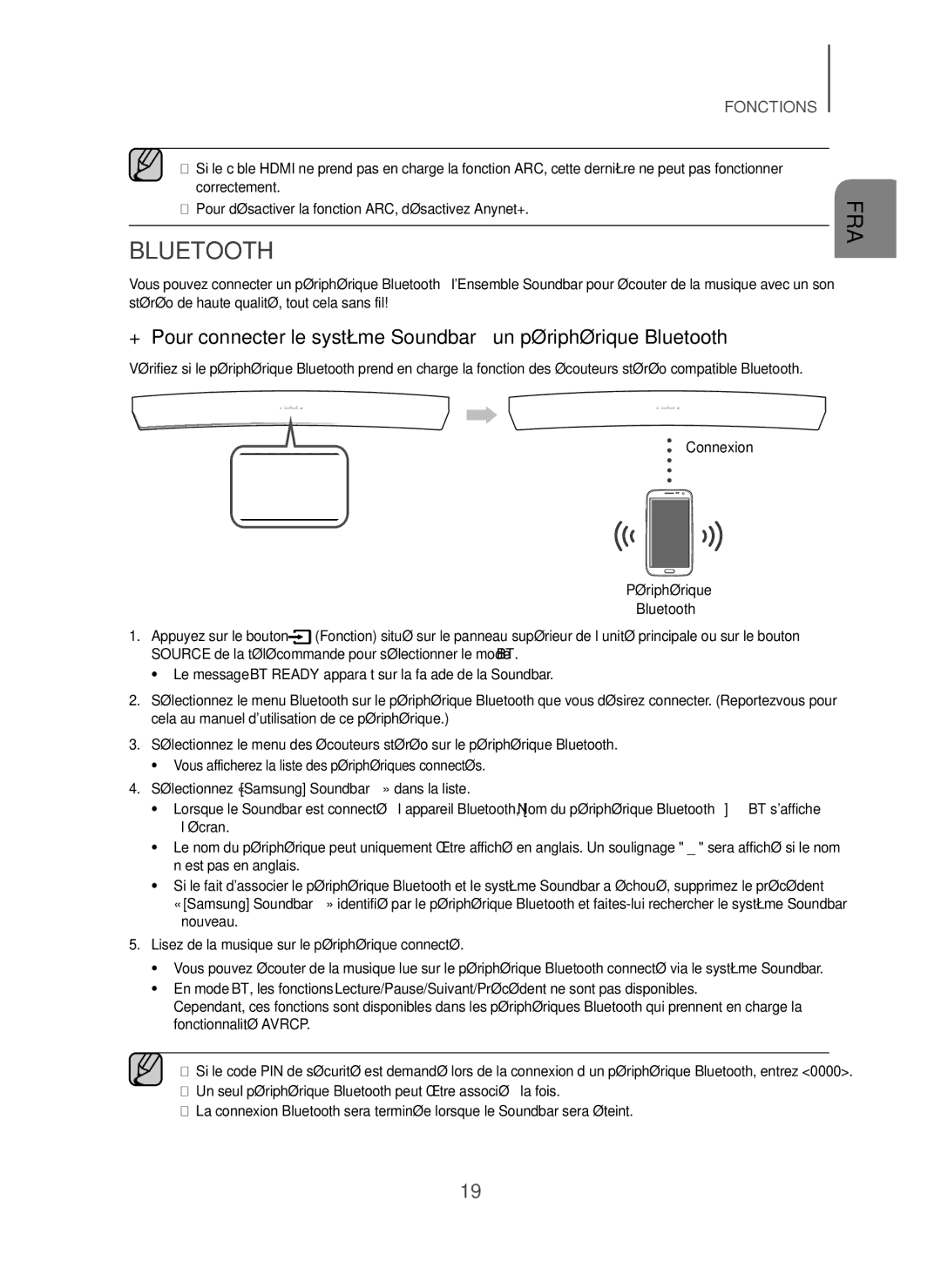 Samsung HW-H7501/EN manual Connexion Périphérique Bluetooth, Nouveau Lisez de la musique sur le périphérique connecté 