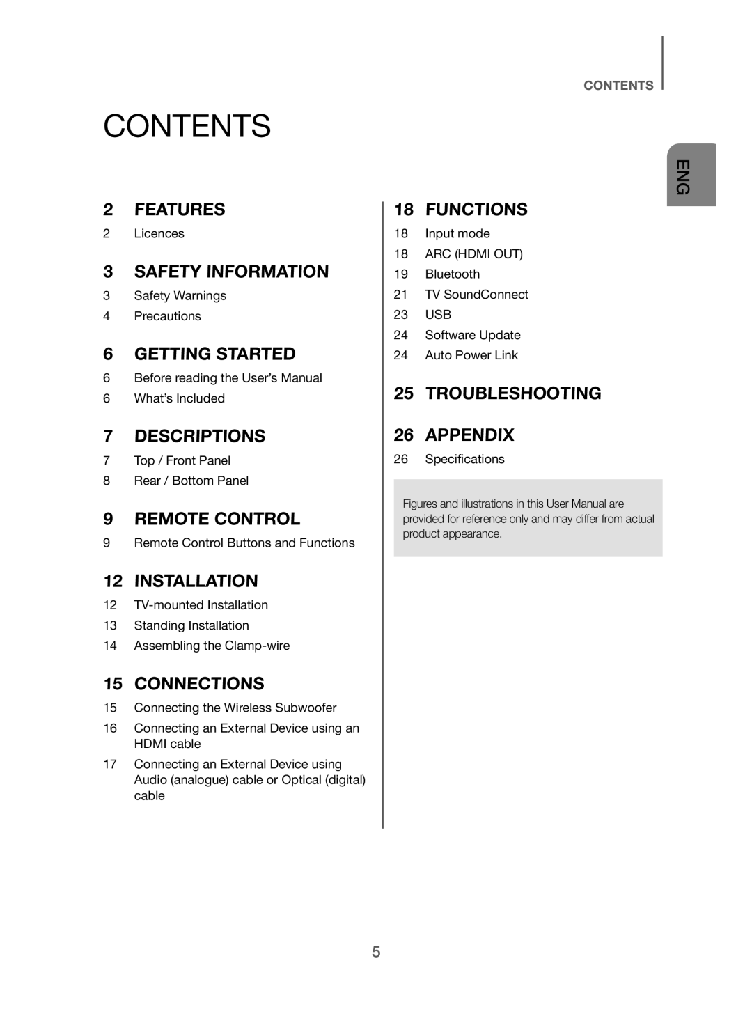 Samsung HW-H7501/EN, HW-H7500/EN, HW-H7500/TK, HW-H7501/ZF manual Contents 