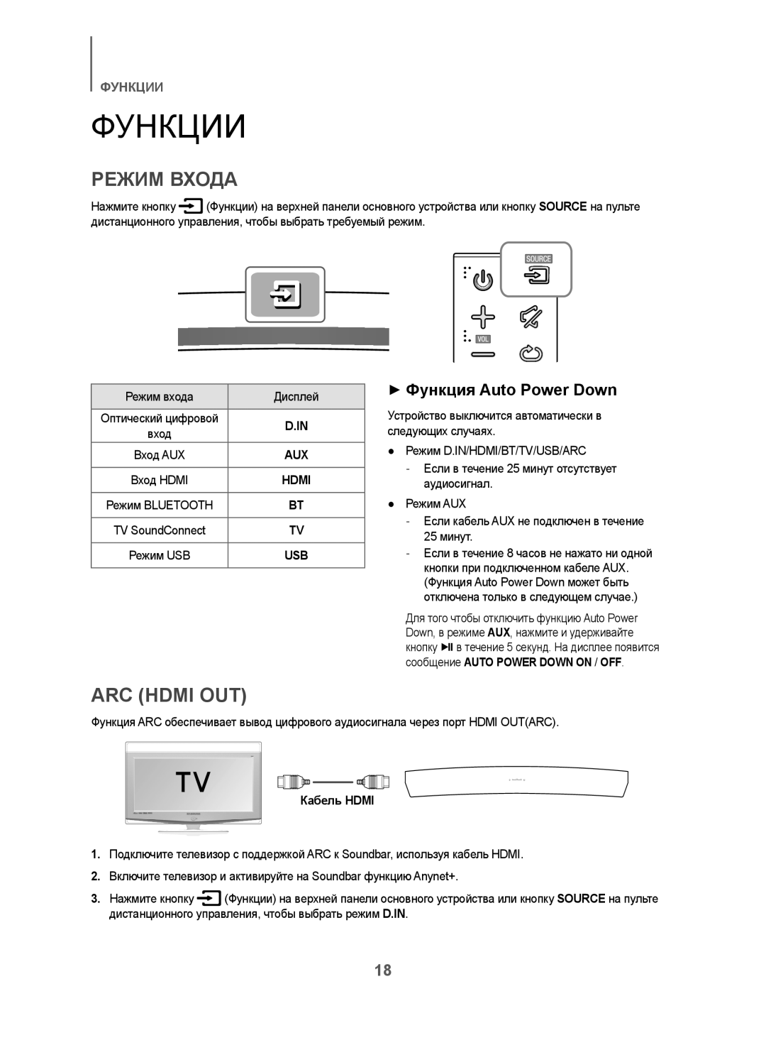 Samsung HW-H7501/RU manual + Функция Auto Power Down, Кабель Hdmi 