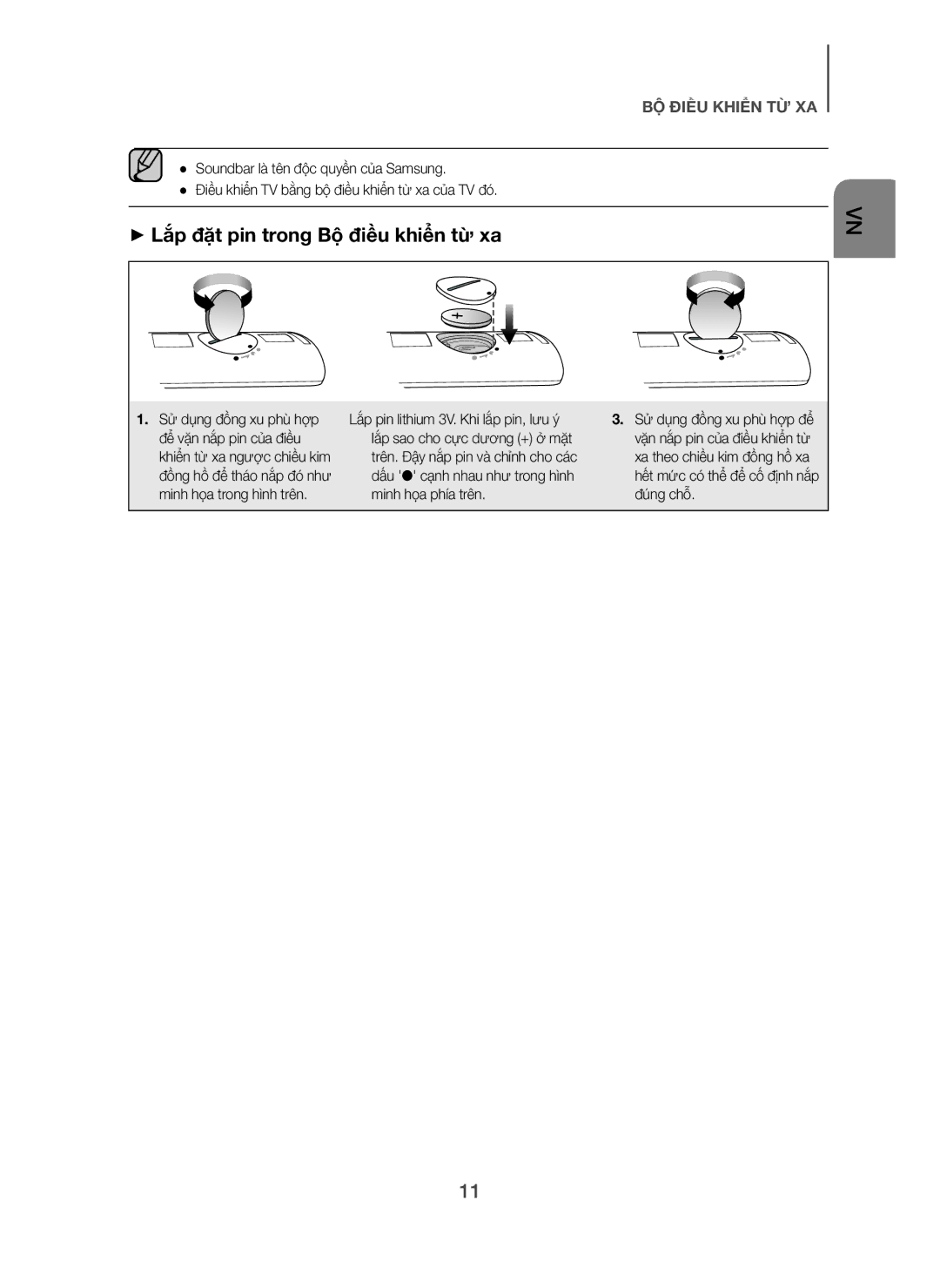 Samsung HW-H7501/XV manual + Lắp đặt pin trong Bộ điều khiển từ xa 