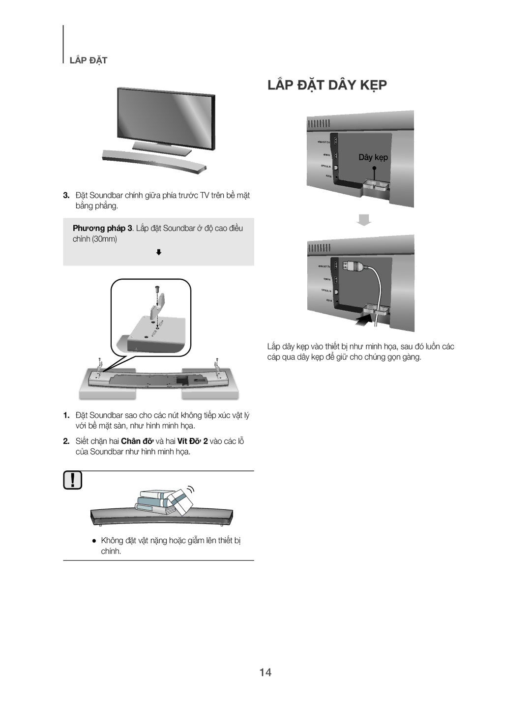 Samsung HW-H7501/XV manual Lắp Đặt Dây Kẹp, Dây kẹp 