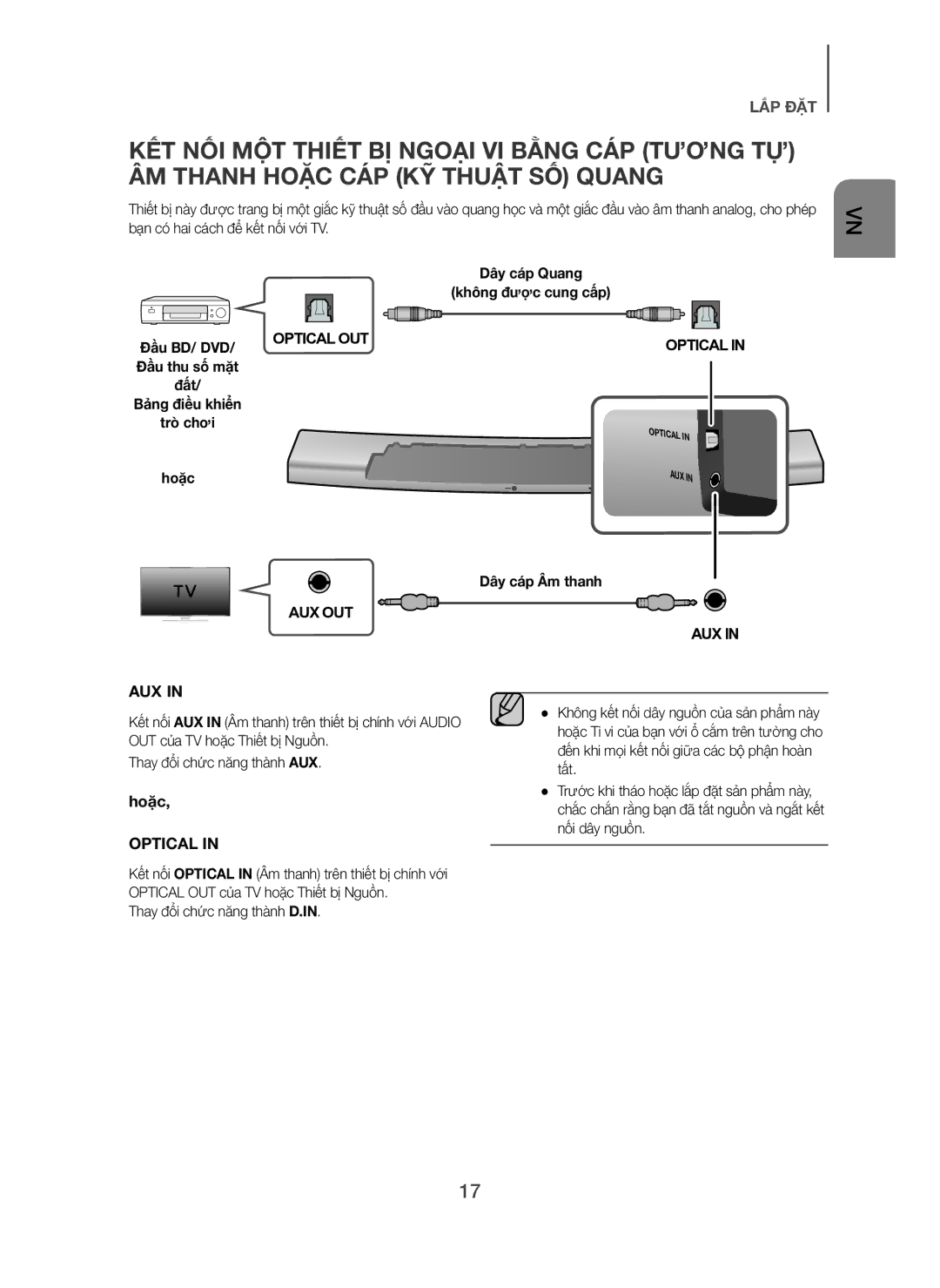 Samsung HW-H7501/XV manual Bảng điều khiển Trò chơi, Hoặc, Dây cáp Âm thanh, Thay đổi chức năng thành D.IN 