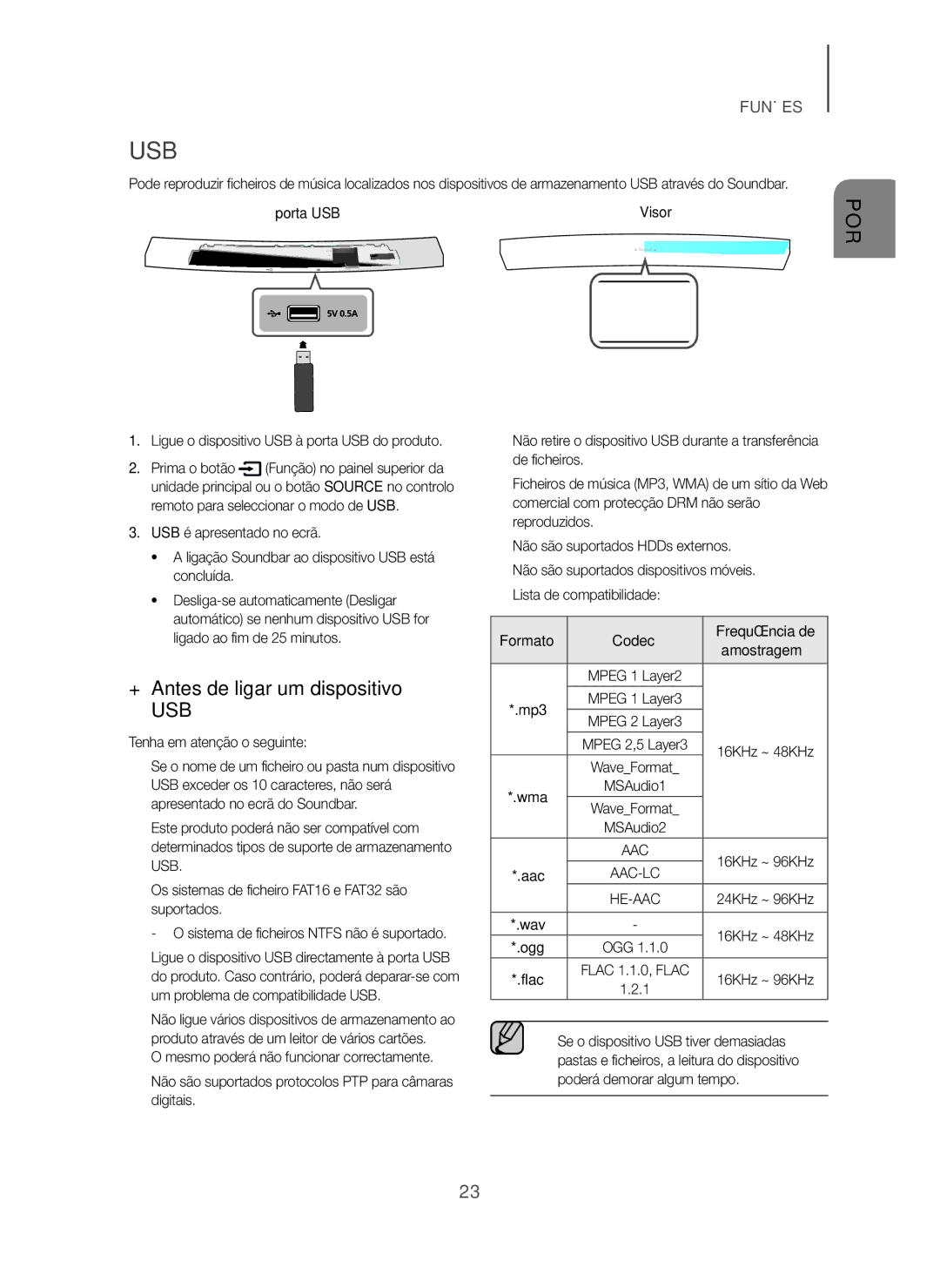 Samsung HW-H7501/ZF, HW-H7500/ZF manual + Antes de ligar um dispositivo, Formato Codec Frequência de, Mp3 