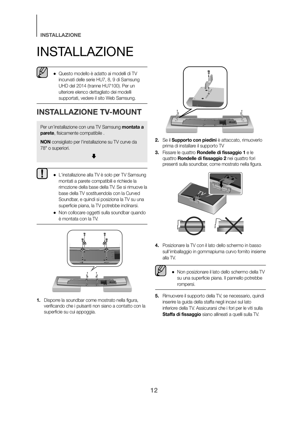 Samsung HW-H7500/ZF, HW-H7501/ZF manual Installazione TV-MOUNT 