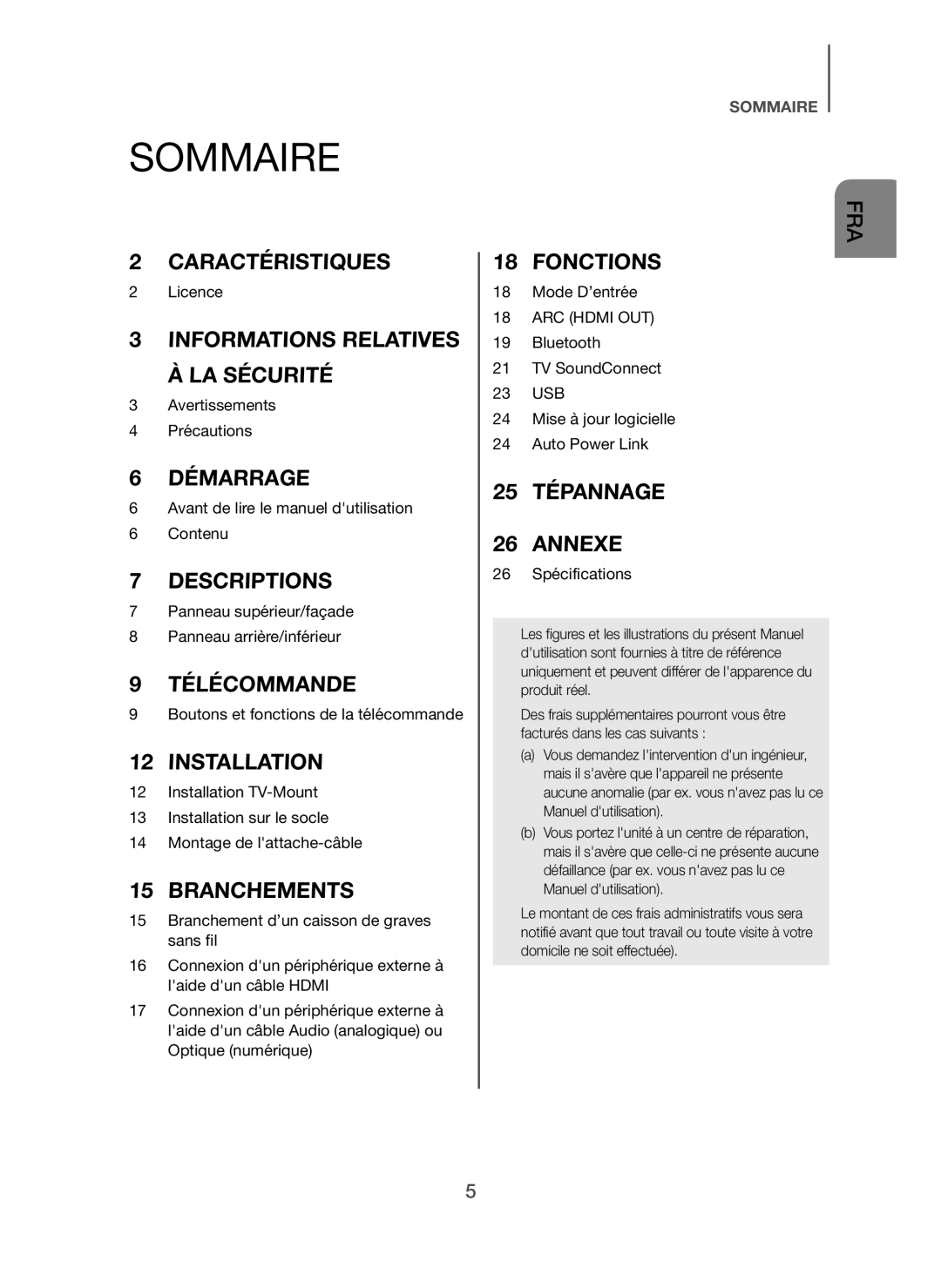 Samsung HW-H7500/ZF, HW-H7501/ZF manual Sommaire, Branchements 