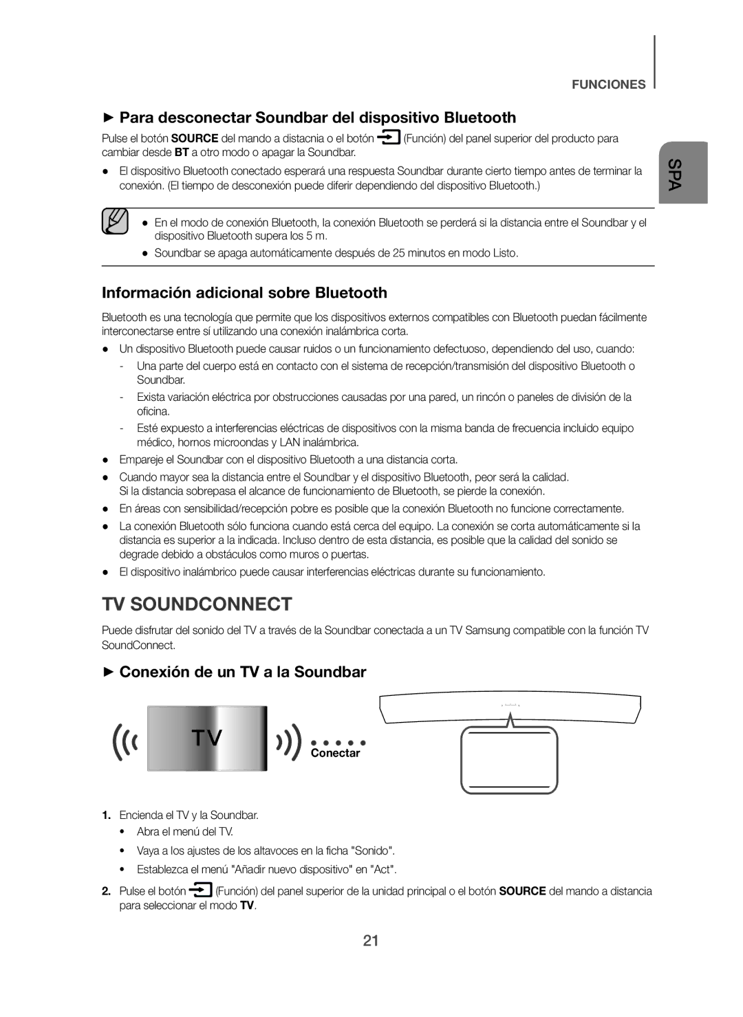 Samsung HW-H7500/ZF + Para desconectar Soundbar del dispositivo Bluetooth, Información adicional sobre Bluetooth, Conectar 