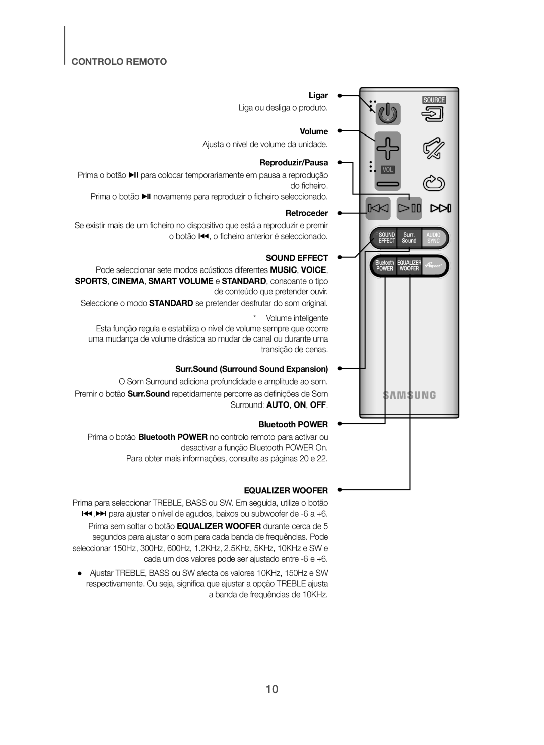 Samsung HW-H7500/ZF, HW-H7501/ZF manual Ligar, Reproduzir/Pausa, Retroceder 