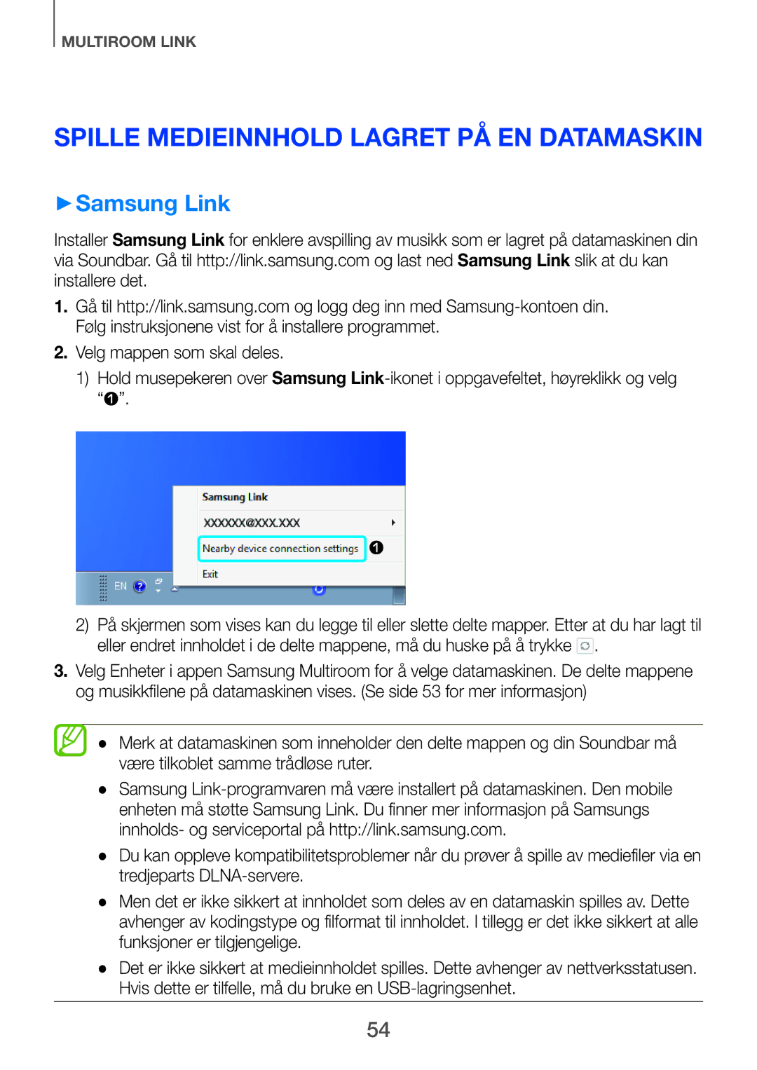 Samsung HW-H750/XE, HW-F751/XE, HW-H751/XE manual Spille medieinnhold lagret på en datamaskin, ++Samsung Link 