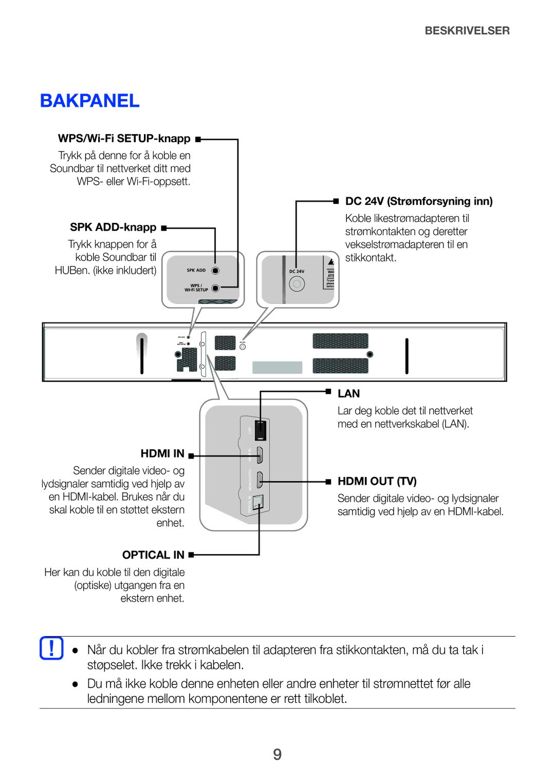 Samsung HW-H750/XE, HW-F751/XE, HW-H751/XE manual Bakpanel, Hdmi 