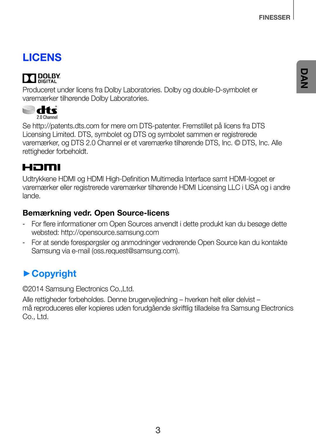 Samsung HW-H750/XE, HW-F751/XE, HW-H751/XE manual Licens, ++Copyright 