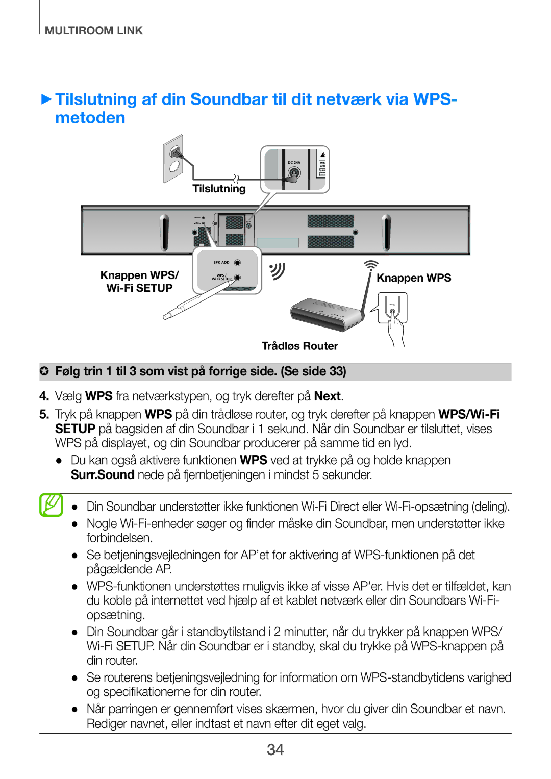 Samsung HW-F751/XE, HW-H750/XE, HW-H751/XE manual Følg trin 1 til 3 som vist på forrige side. Se side 