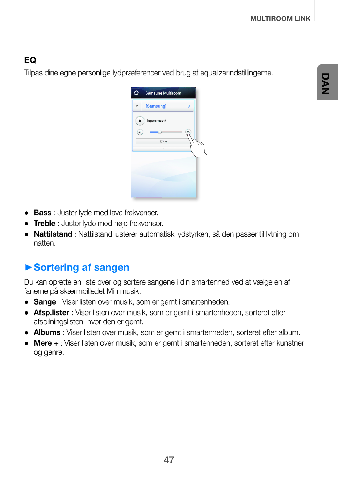 Samsung HW-H751/XE, HW-H750/XE, HW-F751/XE manual ++Sortering af sangen 