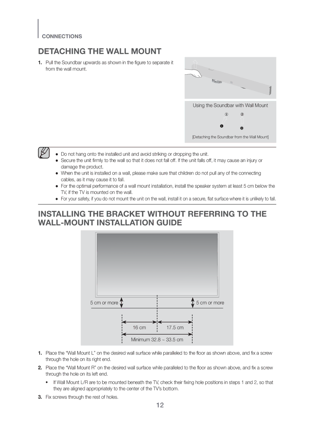 Samsung HW-H750/XE, HW-F751/XE, HW-H751/XE manual Detaching the Wall Mount 