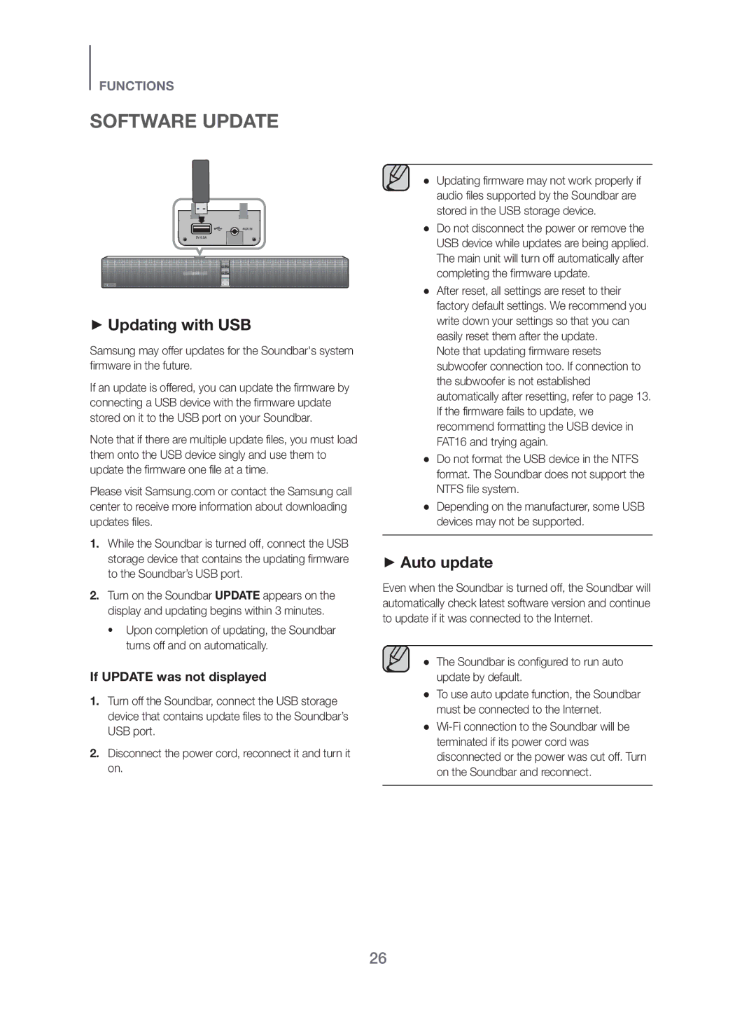 Samsung HW-H751/XE, HW-H750/XE, HW-F751/XE manual Software Update, + Updating with USB 