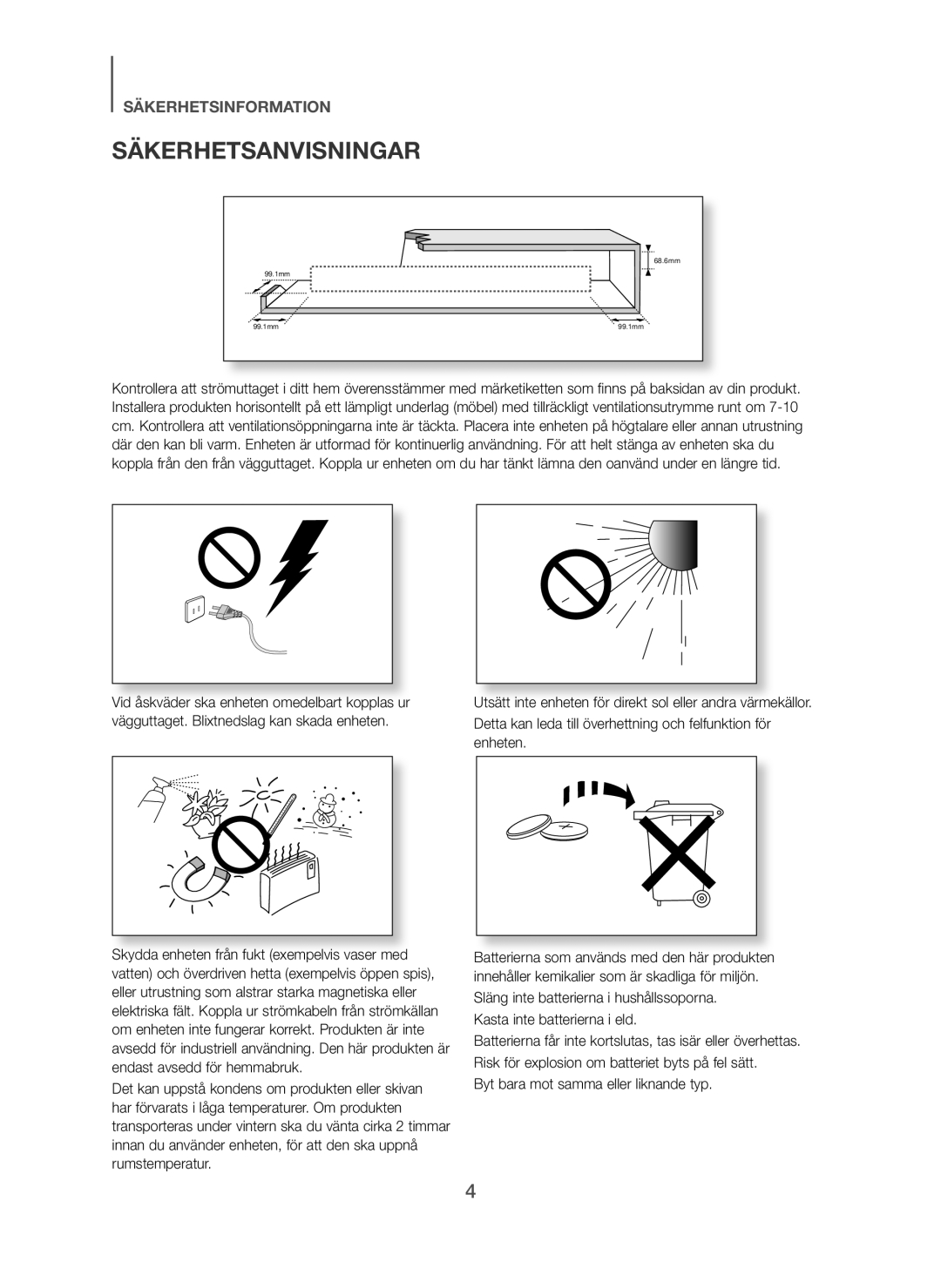 Samsung HW-H750/XE, HW-F751/XE, HW-H751/XE manual Säkerhetsanvisningar 