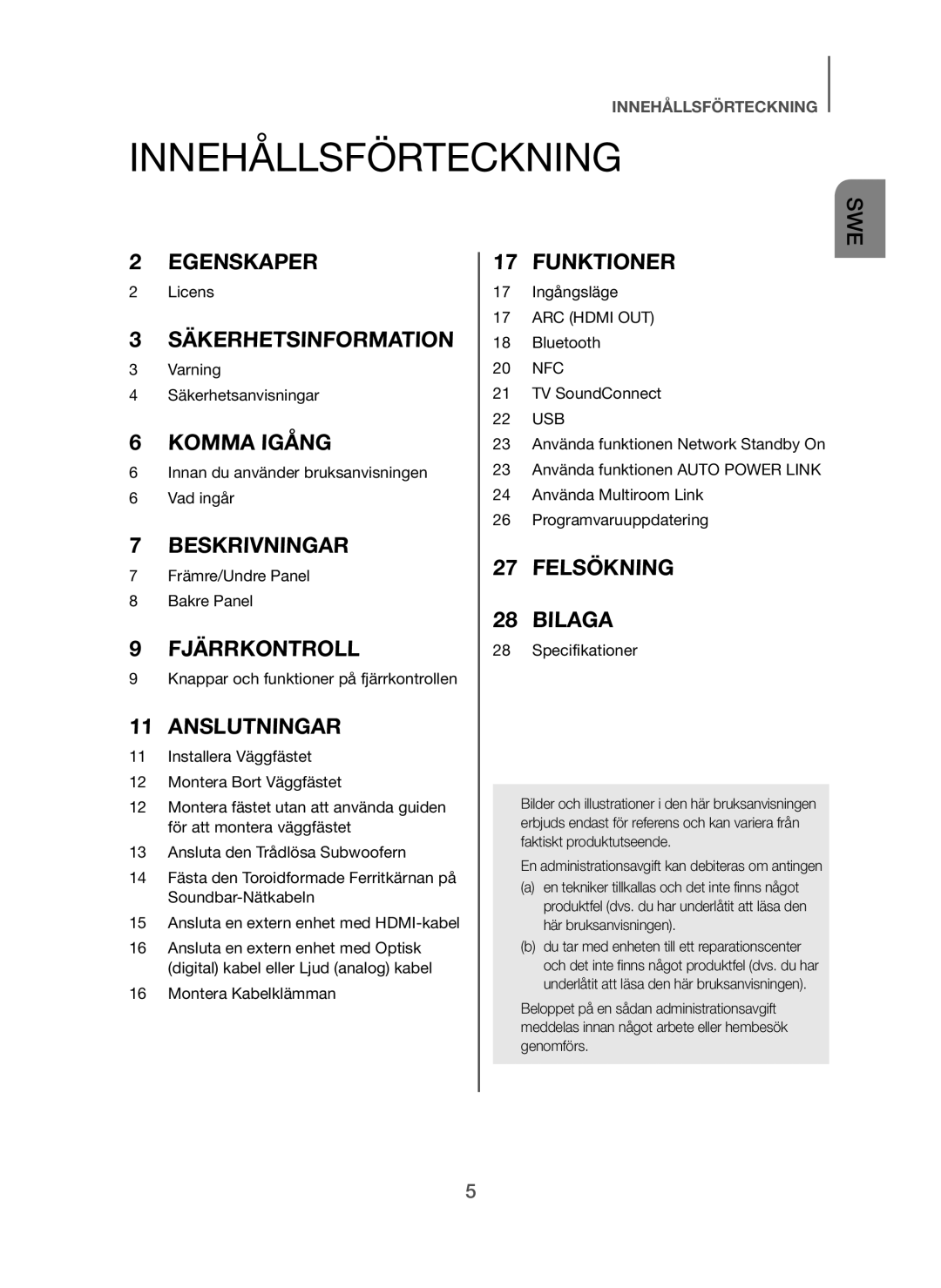 Samsung HW-F751/XE, HW-H750/XE, HW-H751/XE manual Innehållsförteckning, Anslutningar 