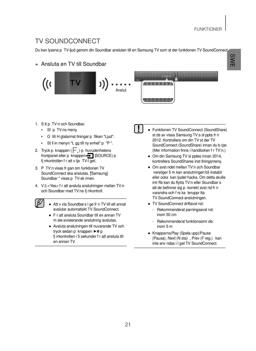 Samsung HW-H751/XE, HW-H750/XE, HW-F751/XE manual TV Soundconnect, + Ansluta en TV till Soundbar 