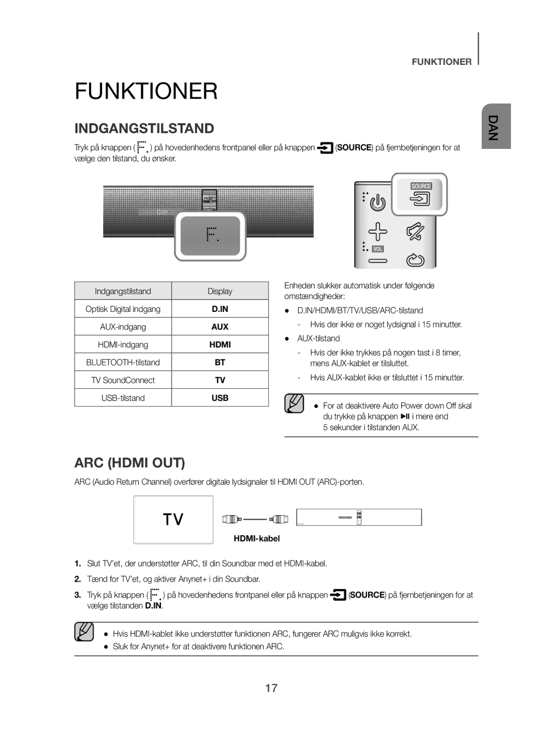 Samsung HW-H750/XE, HW-F751/XE, HW-H751/XE manual Indgangstilstand Display, Sekunder i tilstanden AUX 