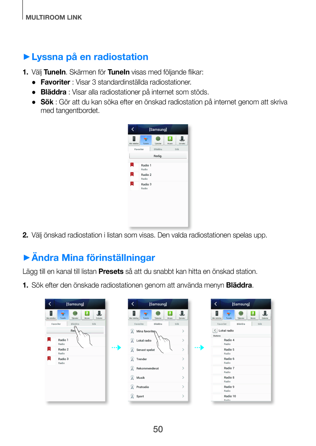 Samsung HW-H751/XE, HW-H750/XE, HW-F751/XE manual ++Lyssna på en radiostation, ++Ändra Mina förinställningar 