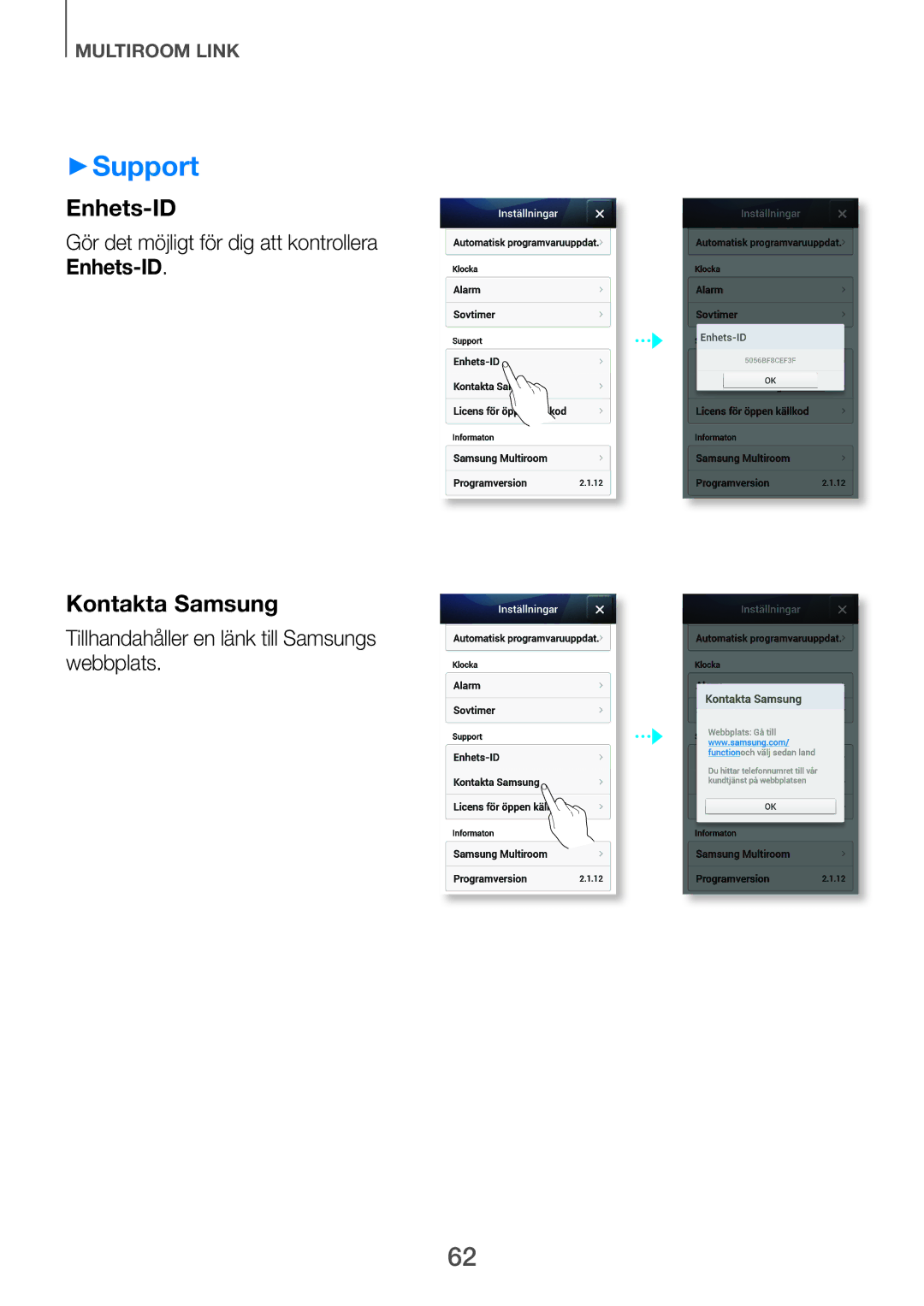 Samsung HW-H751/XE, HW-H750/XE, HW-F751/XE manual ++Support, Gör det möjligt för dig att kontrollera Enhets-ID 