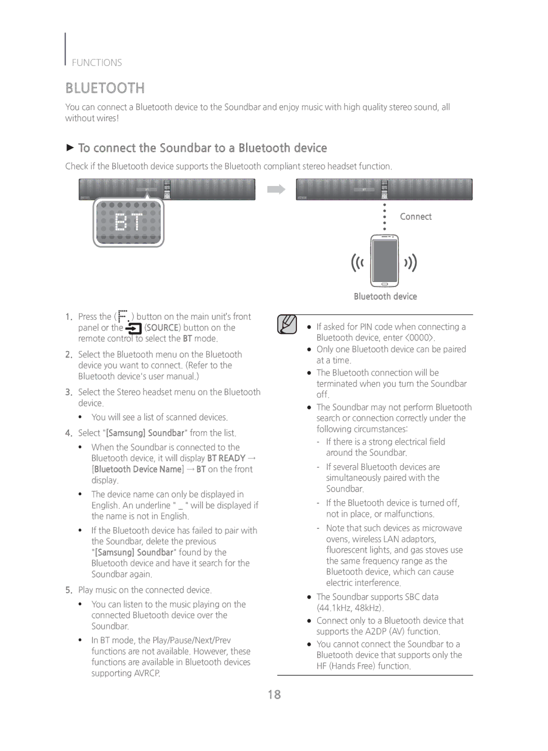 Samsung HW-H750/ZA manual + To connect the Soundbar to a Bluetooth device, Connect Bluetooth device 